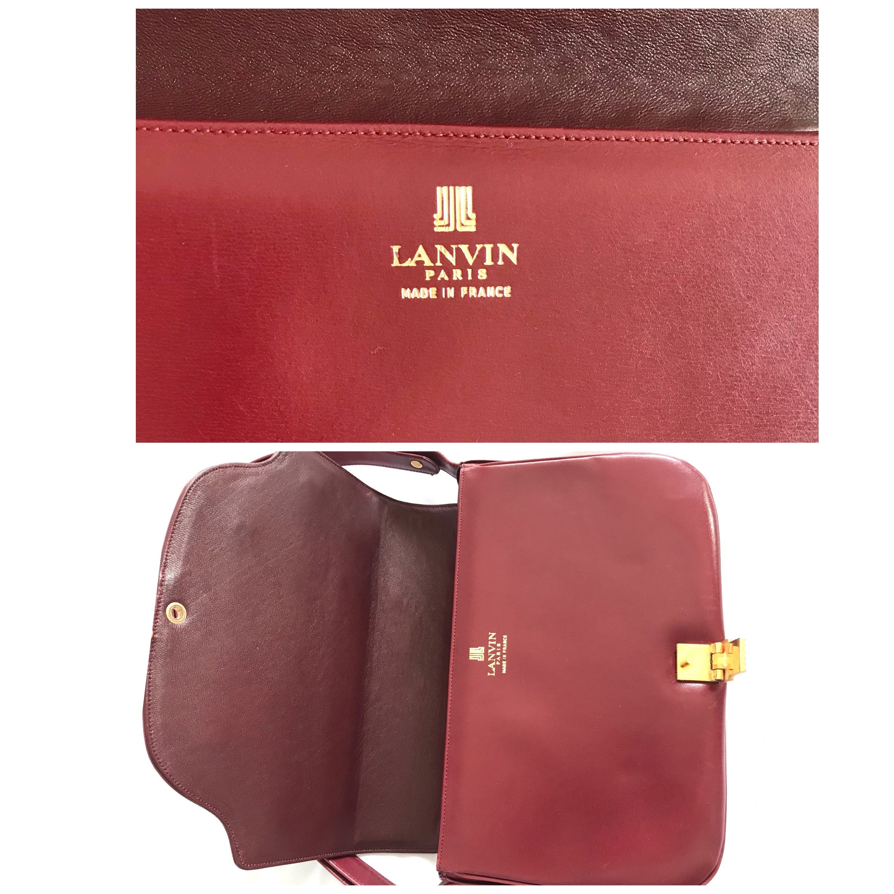 Lanvin Vintage Lanvin wine leather shoulder bag with golden logo Size ONE SIZE - 8 Thumbnail