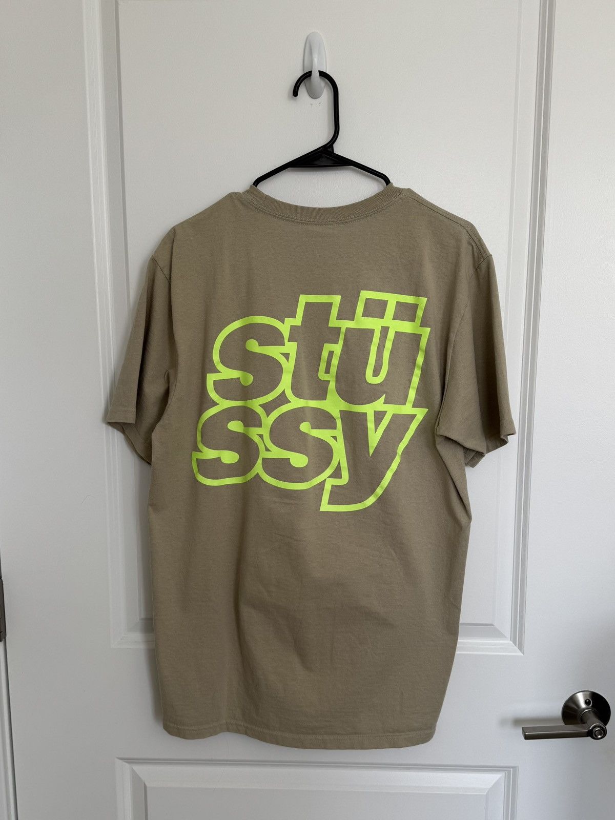stussy neon logo shirt