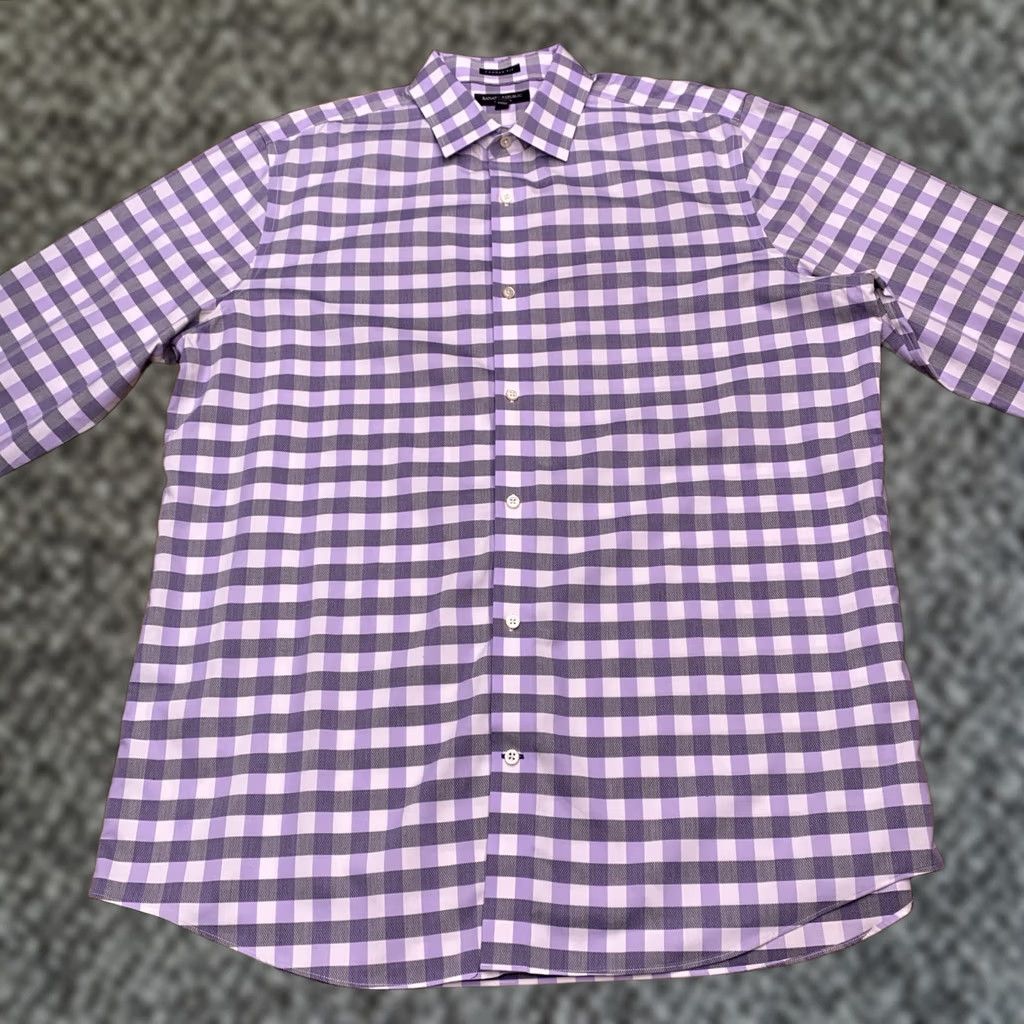 Banana Republic Banana Republic Shirt Mens XL Purple Button-Up Non Iron Check Size US XL / EU 56 / 4 - 1 Thumbnail