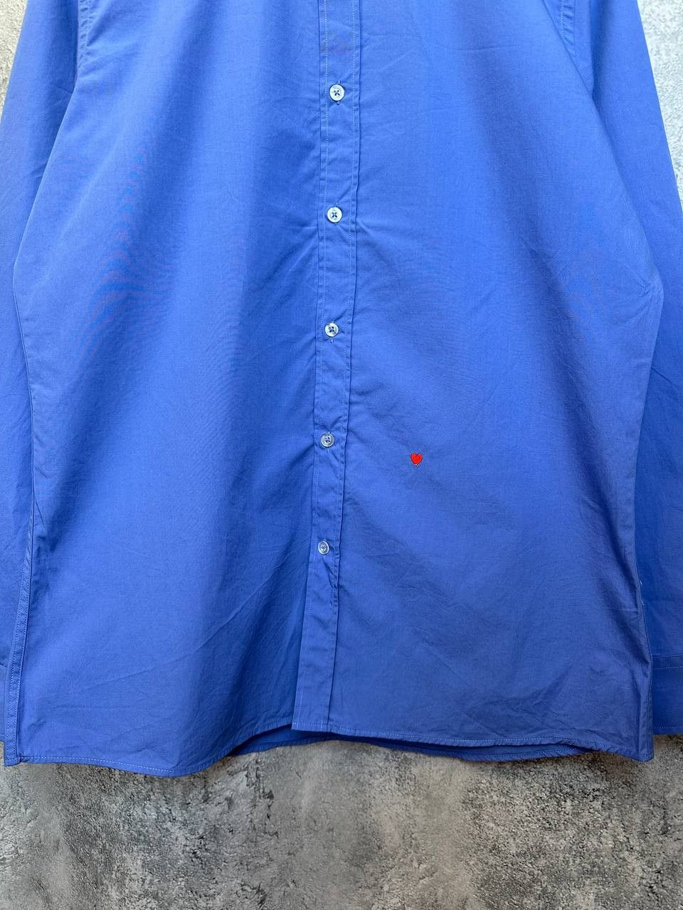 Moschino Moschino Blue Cotton Long-Sleeve Shirt Red Heart Embroidery Size US L / EU 52-54 / 3 - 8 Thumbnail