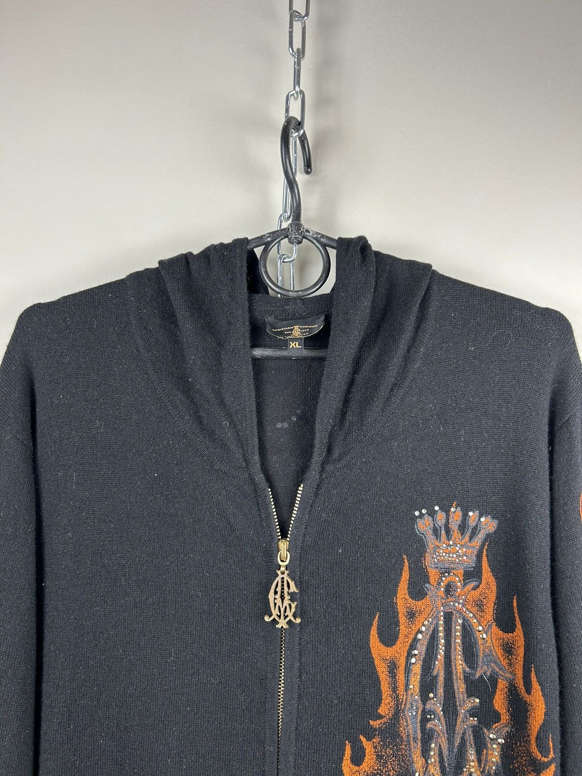 Christian Audigier Christian Audigier Zip Hoodie Black Logo Size US XL / EU 56 / 4 - 4 Thumbnail