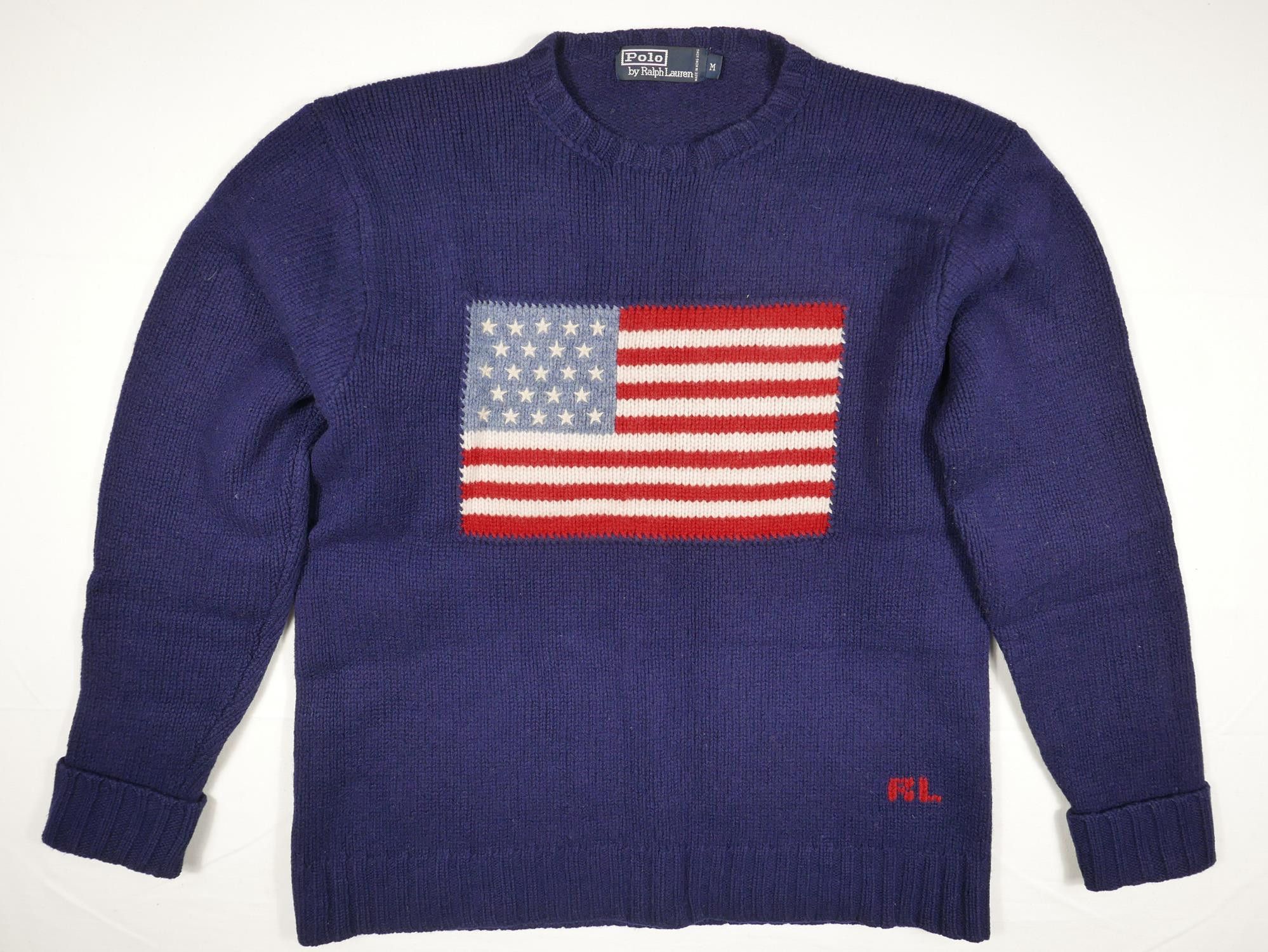 Polo Ralph Lauren Polo Ralph Lauren Sweater Navy Wool USA Flag Vintage M Size US M / EU 48-50 / 2 - 1 Thumbnail