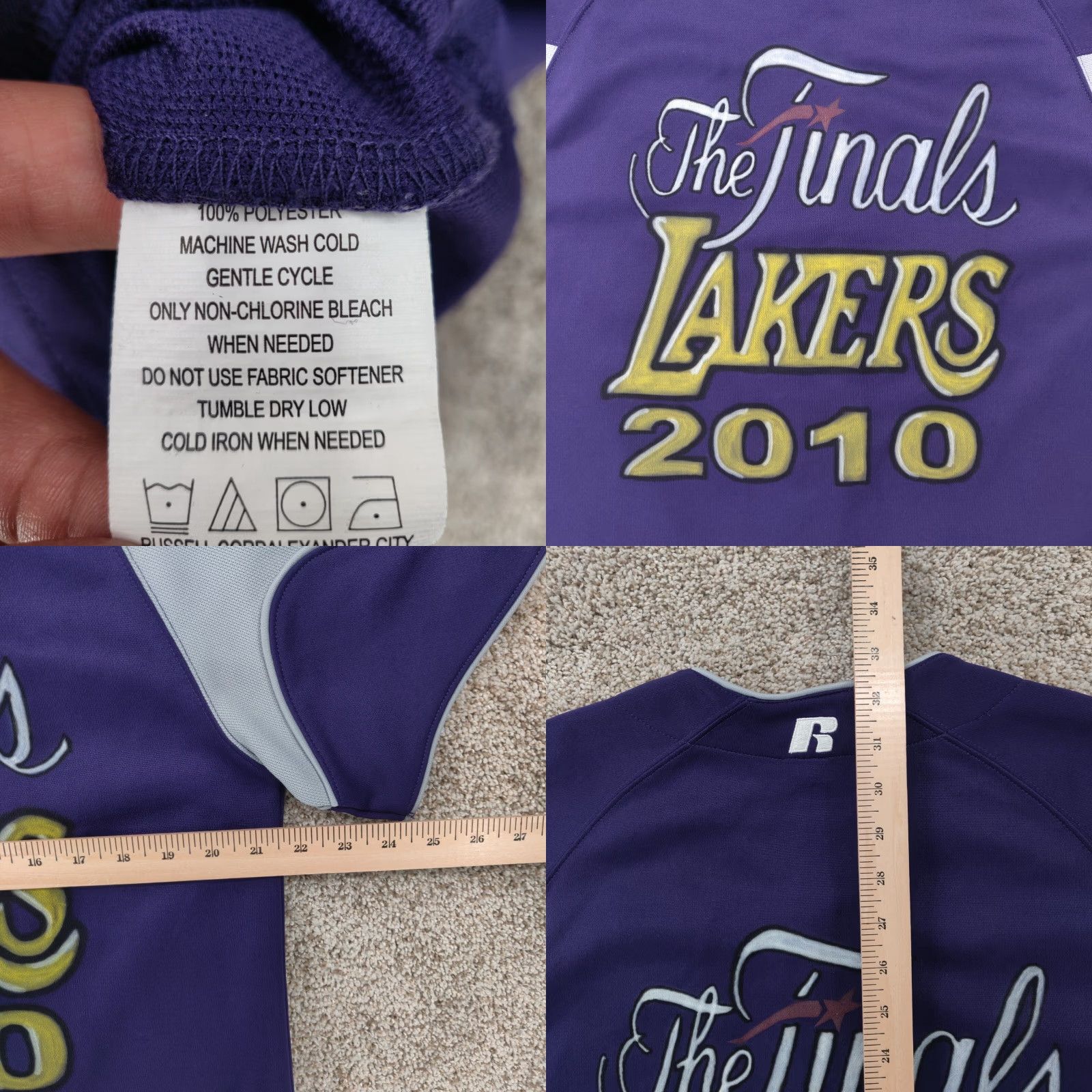 Russell Athletic VINTAGE Russell Athletic LA Lakers Jersey Shirt Mens M Purple 2010 Finals Button Regular Short Sleeve Crew Neck T-Shirt Purple Mens Basketball Size US M / EU 48-50 / 2 - 8 Thumbnail