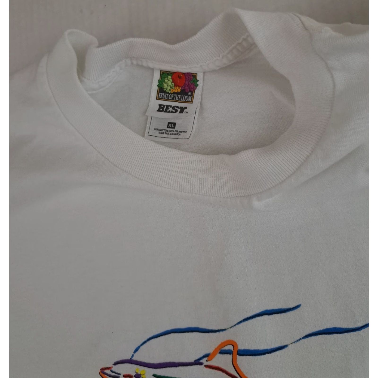 Fruit Of The Loom VINTAGE Porpoise Marine Life Embroidered White T-Shirt Fruit of the Loom XL Size US XL / EU 56 / 4 - 3 Thumbnail