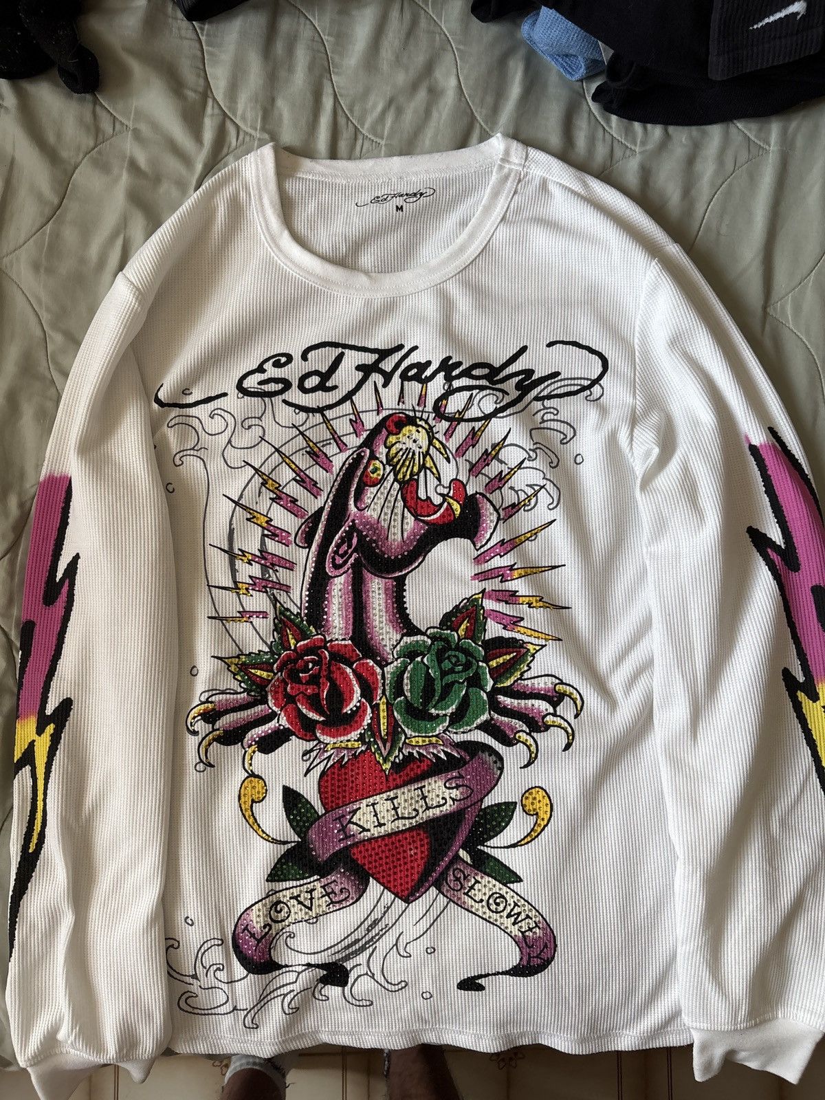 Ed Hardy Ed Hardy Rhinestone Thermal Long Sleeve Size US M / EU 48-50 / 2 - 1 Thumbnail