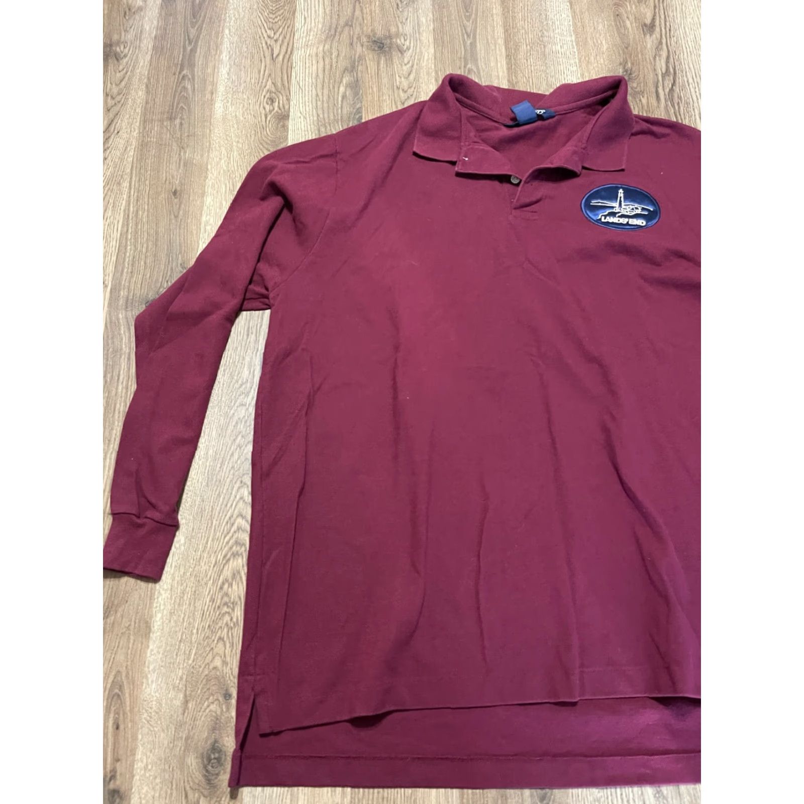 Lands' End Lands' End Shirt Mens 2XL Polo Long Sleeve Maroon Logo Size US XXL / EU 58 / 5 - 4 Thumbnail