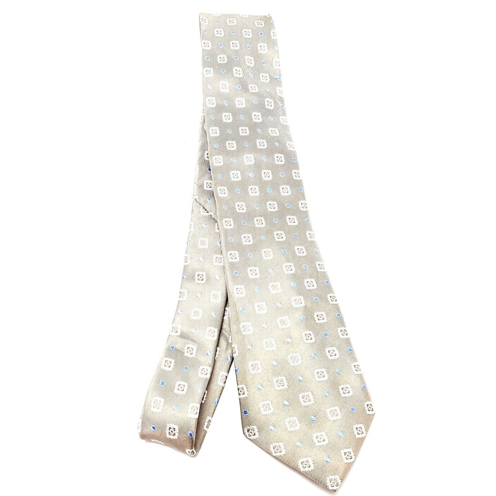 Tasso Elba Tasso Elba Beige Silk Tie Woven Geometric Size ONE SIZE - 7 Thumbnail