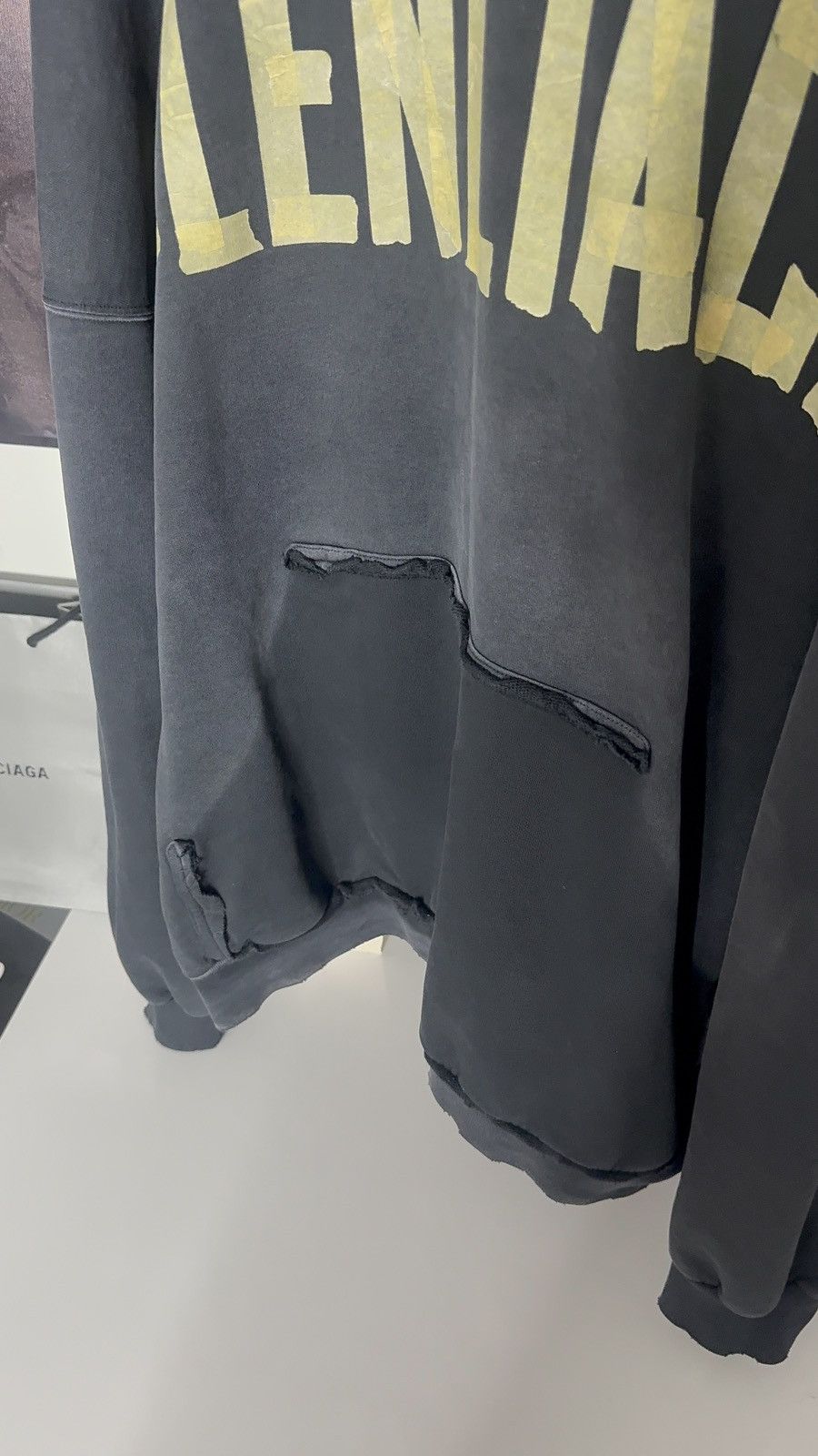 Balenciaga ✅ Balenciaga Tape Type Washed Navy Blue Hoodie Distressed 2 Size US S / EU 44-46 / 1 - 3 Thumbnail