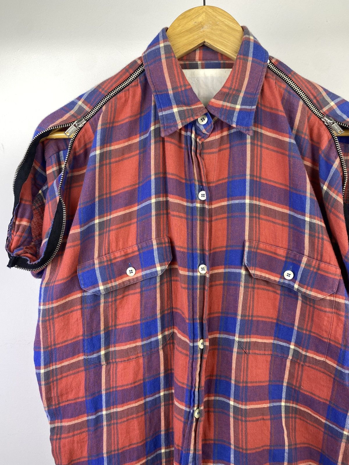 R13 R13 SS15 Zip Sleeve Plaid Flannel Shirt Italy Deconstructed Size US S / EU 44-46 / 1 - 11 Thumbnail