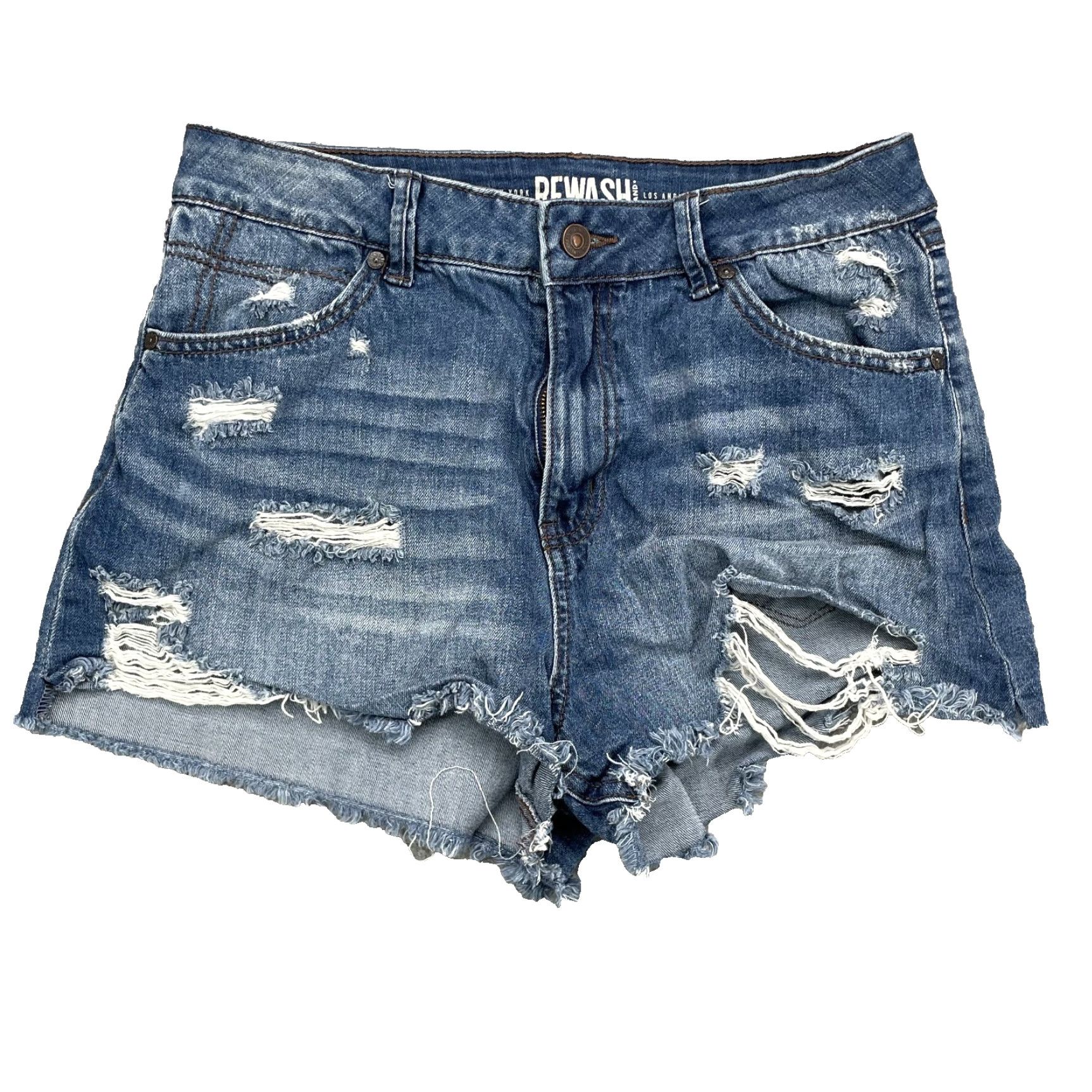Vintage Rewash Shorts Women's 30 Cut Off Denim Daisy Dukes 90's Y2K Grunge Festival Blue 2.0 in. Size 30" / US 8 / IT 44 - 2 Thumbnail