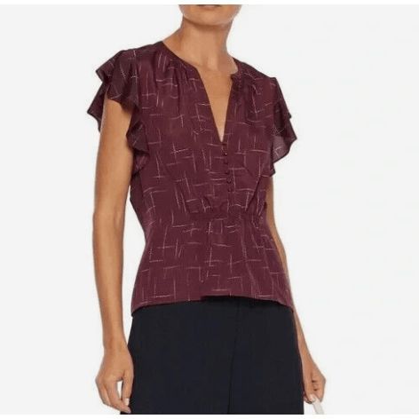 Joie NWT Crisbell Flutter Sleeve Top Ruffle Buttons V-Neck S