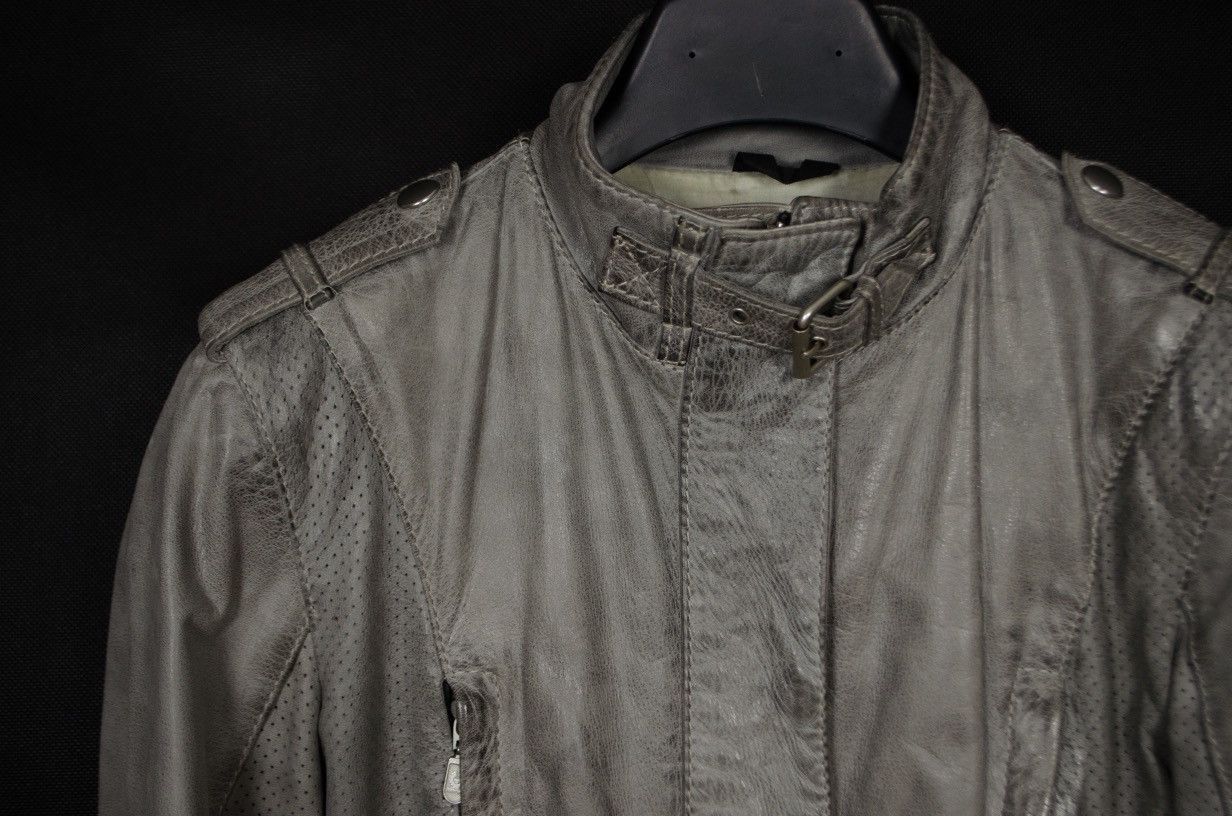 Belstaff Belstaff Grey Leather Slim Jacket Moto Size M / US 6-8 / IT 42-44 - 8 Thumbnail