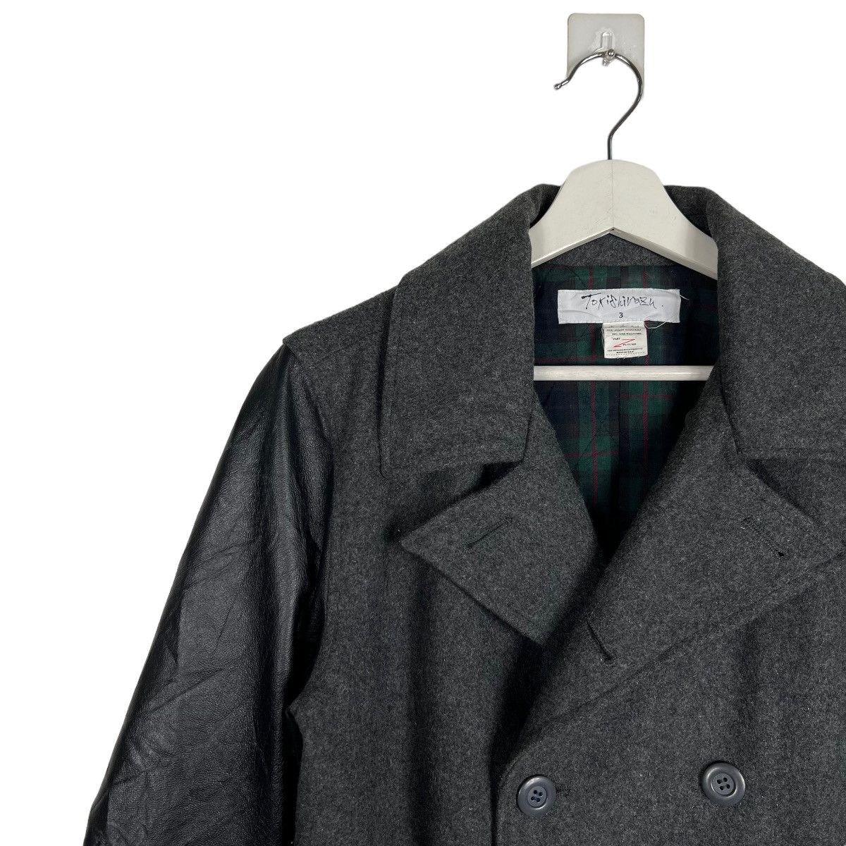 Japanese Brand 🔥 TOKISHIRAZU PEACOAT LEATJER SLEEVE Size US M / EU 48-50 / 2 - 7 Thumbnail