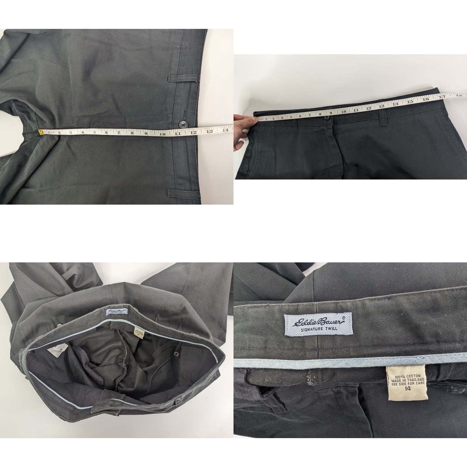 Eddie Bauer Eddie Bauer Flat Front Twill Pants Black Cotton Women's 14 Flat Front Khakis Chinos 30 1/4" Inseam Size 36" / US 14 / IT 50 - 8 Thumbnail