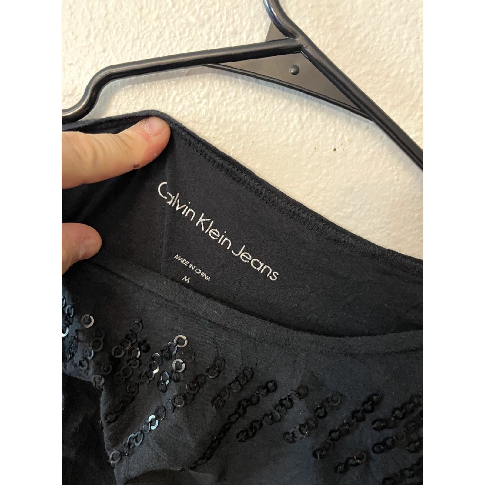 Calvin Klein Calvin Klein Jeans Shirt Women M Black Sequin Long Sleeve Round Neck Shirt Size M / US 6-8 / IT 42-44 - 3 Thumbnail
