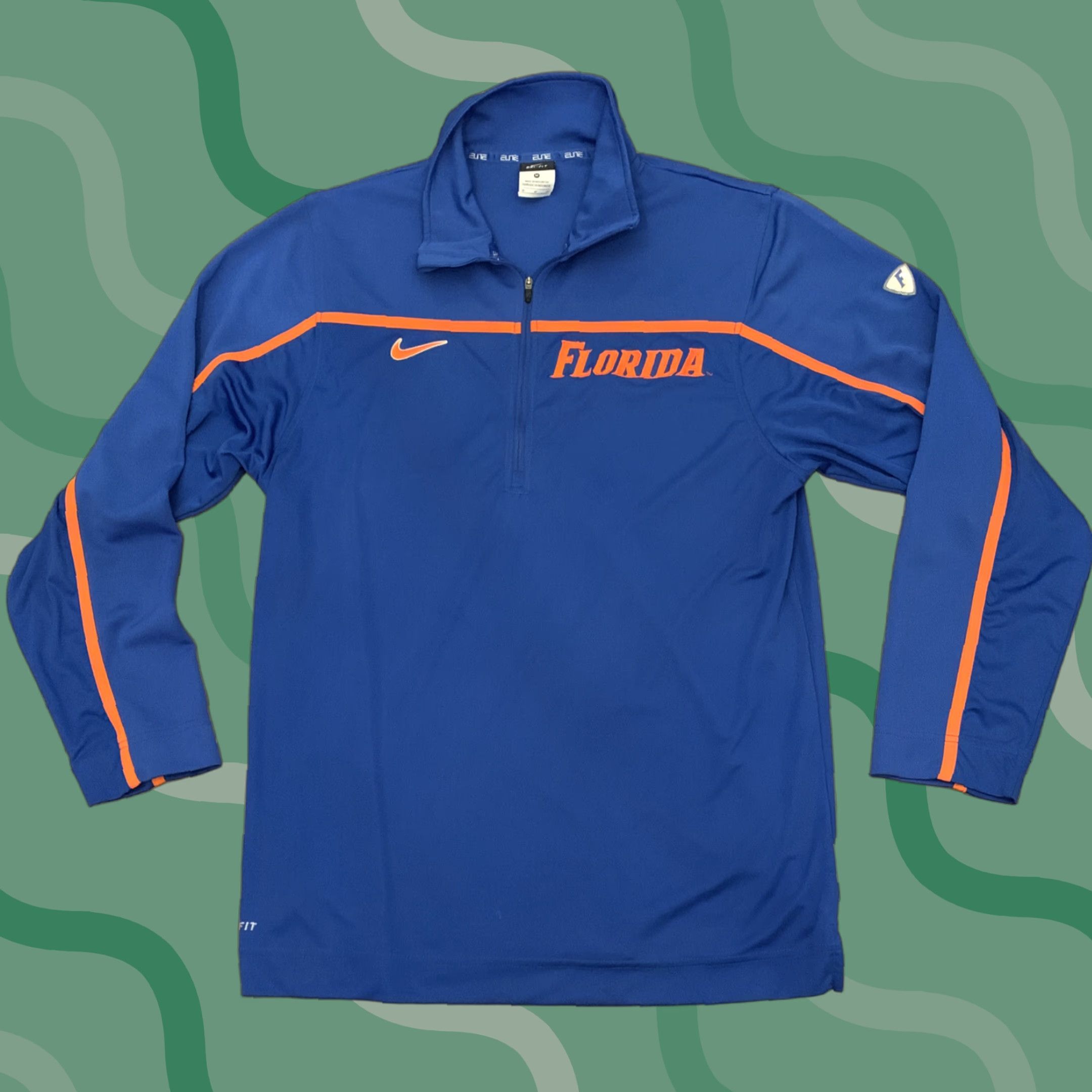 Nike VINTAGE Nike Dri-Fit Elite Quarter Zip Shirt University of Florida Gators Men XL Blue/Gray 1/4 Zip UF Football/Gators Mens Size US XL / EU 56 / 4 - 1 Thumbnail