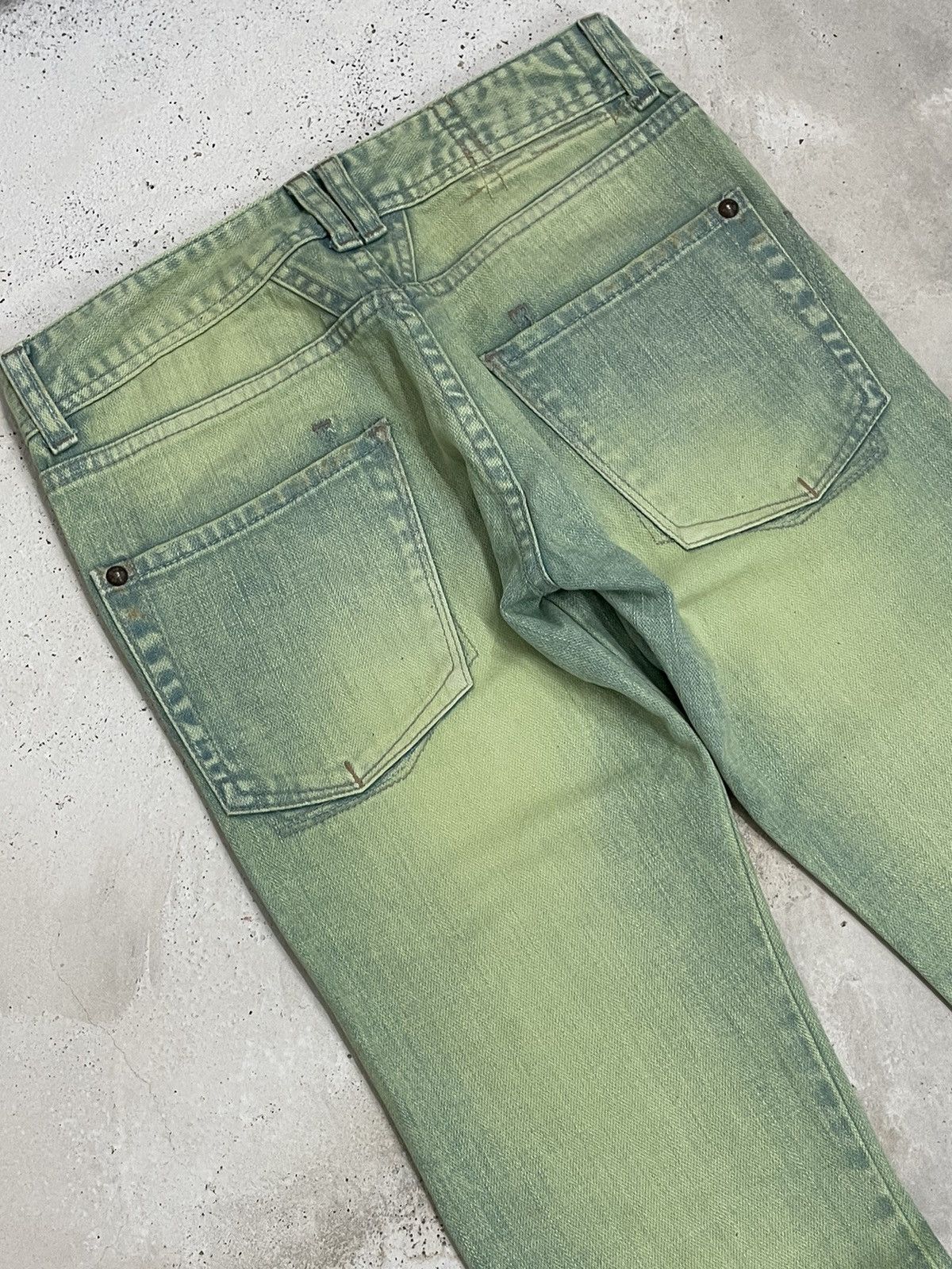Designer × Marithe + Francois Girbaud Girbaud Green Rust Crazy Wash Flare Denim Size US 28 / EU 44 - 16 Thumbnail