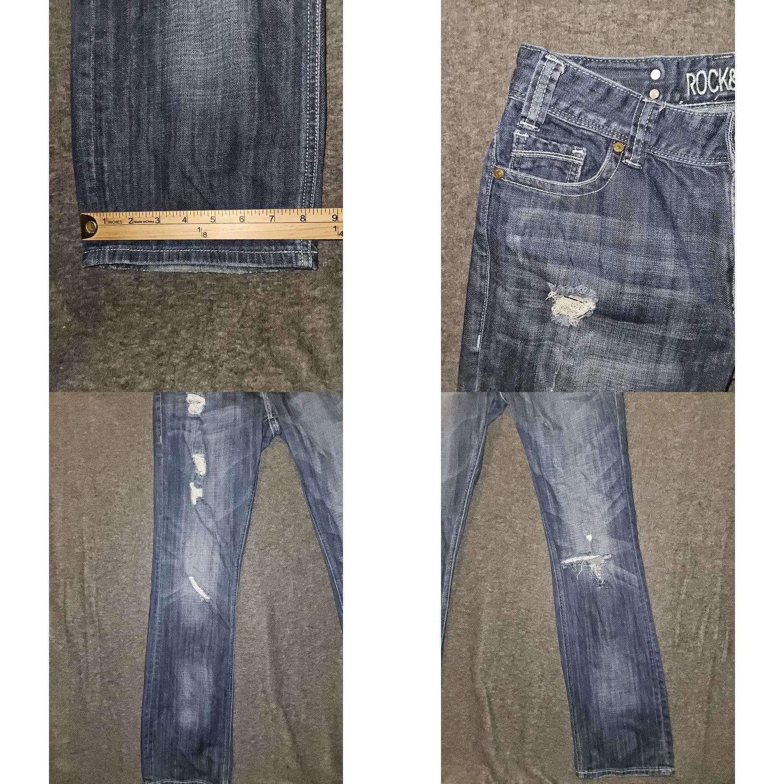 Vintage VINTAGE Rock & Roll Cowgirl Jeans Boyfriend Mid Distressed Blue Western Womens 26 Regular Inseam 33 Size 26" / US 2 / IT 38 - 8 Thumbnail