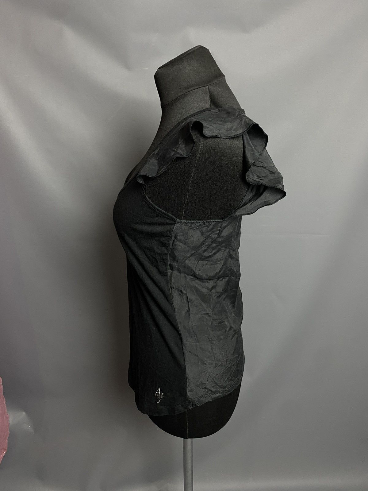 Armani Armani Jeans Black Mixed-Fabric Top XS Modal Front Silk Back Size XS / US 0-2 / IT 36-38 - 3 Thumbnail