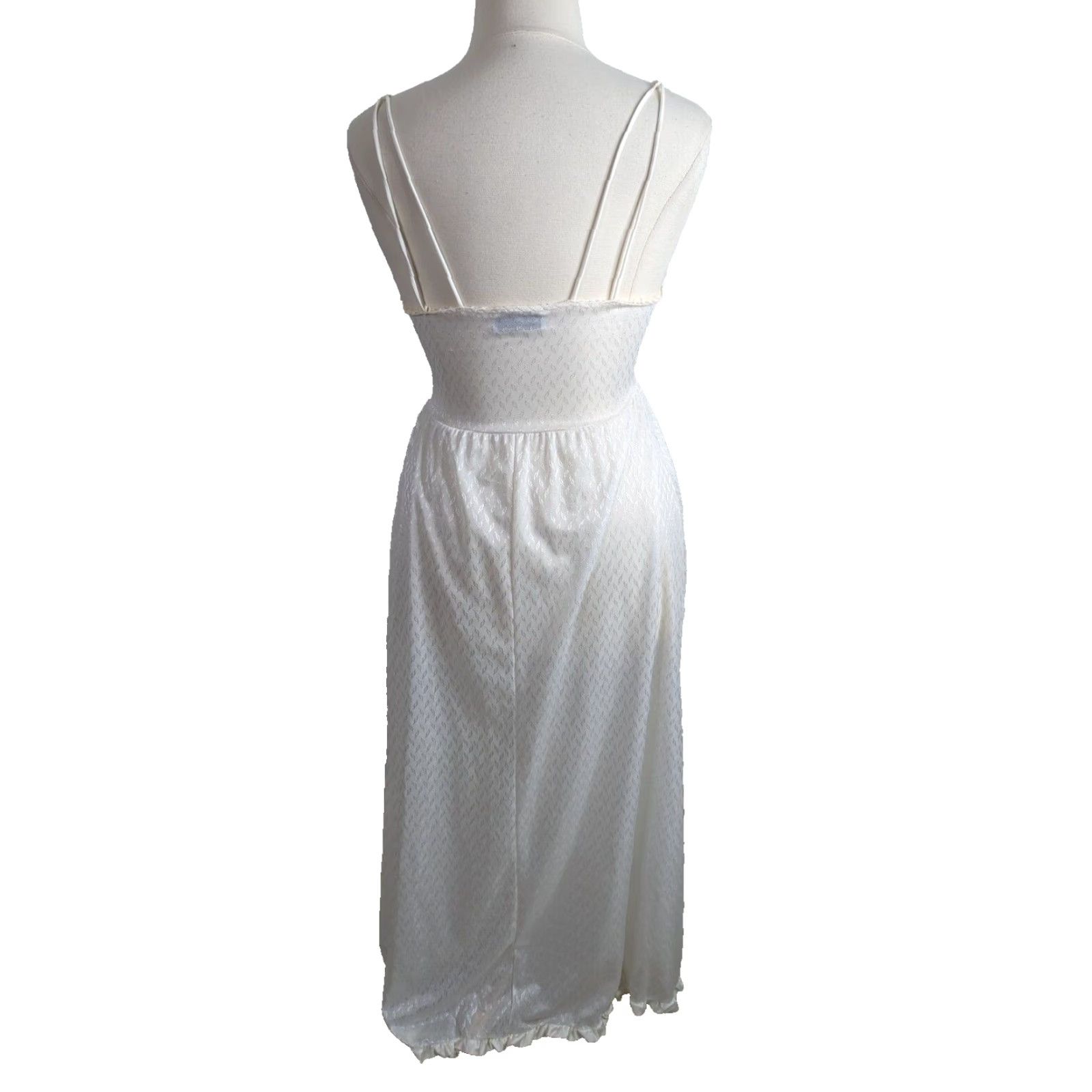 Vintage VINTAGE 80s Nightgown Lingerie White Maxi L 14/16 Ruffles Womens Size ONE SIZE - 5 Thumbnail