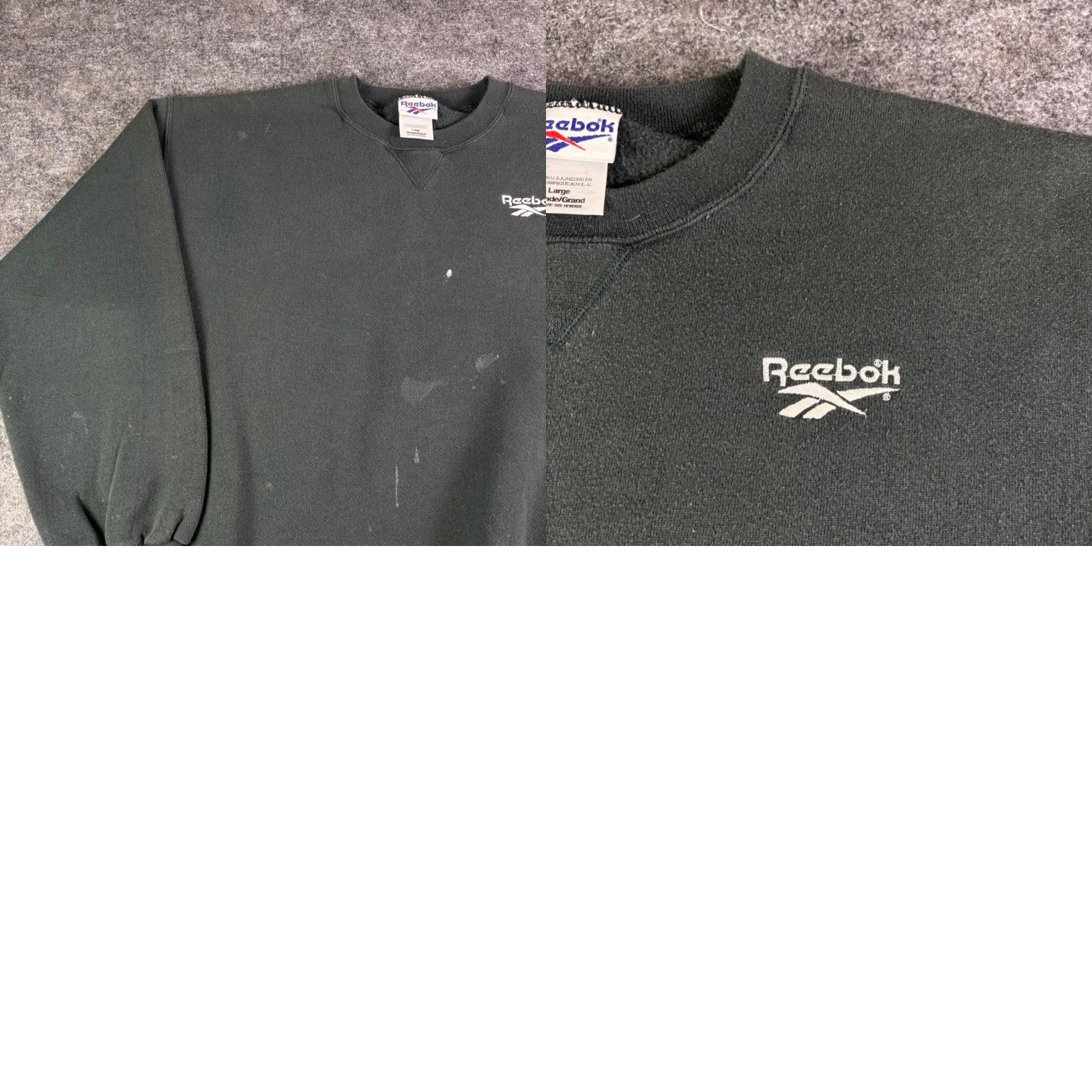 Reebok VINTAGE Reebok Sweatshirt Large Black Crewneck USA Distressed 90s Heavyweight Cotton Blend Embroidered Logo Mens L Size US L / EU 52-54 / 3 - 8 Thumbnail