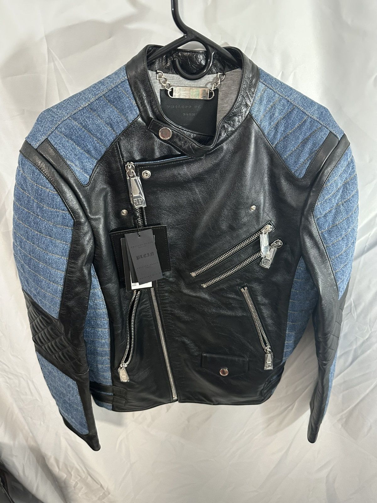 Philipp Plein Philipp Plein Leather x Denim Jacket Size US L / EU 52-54 / 3 - 2 Thumbnail