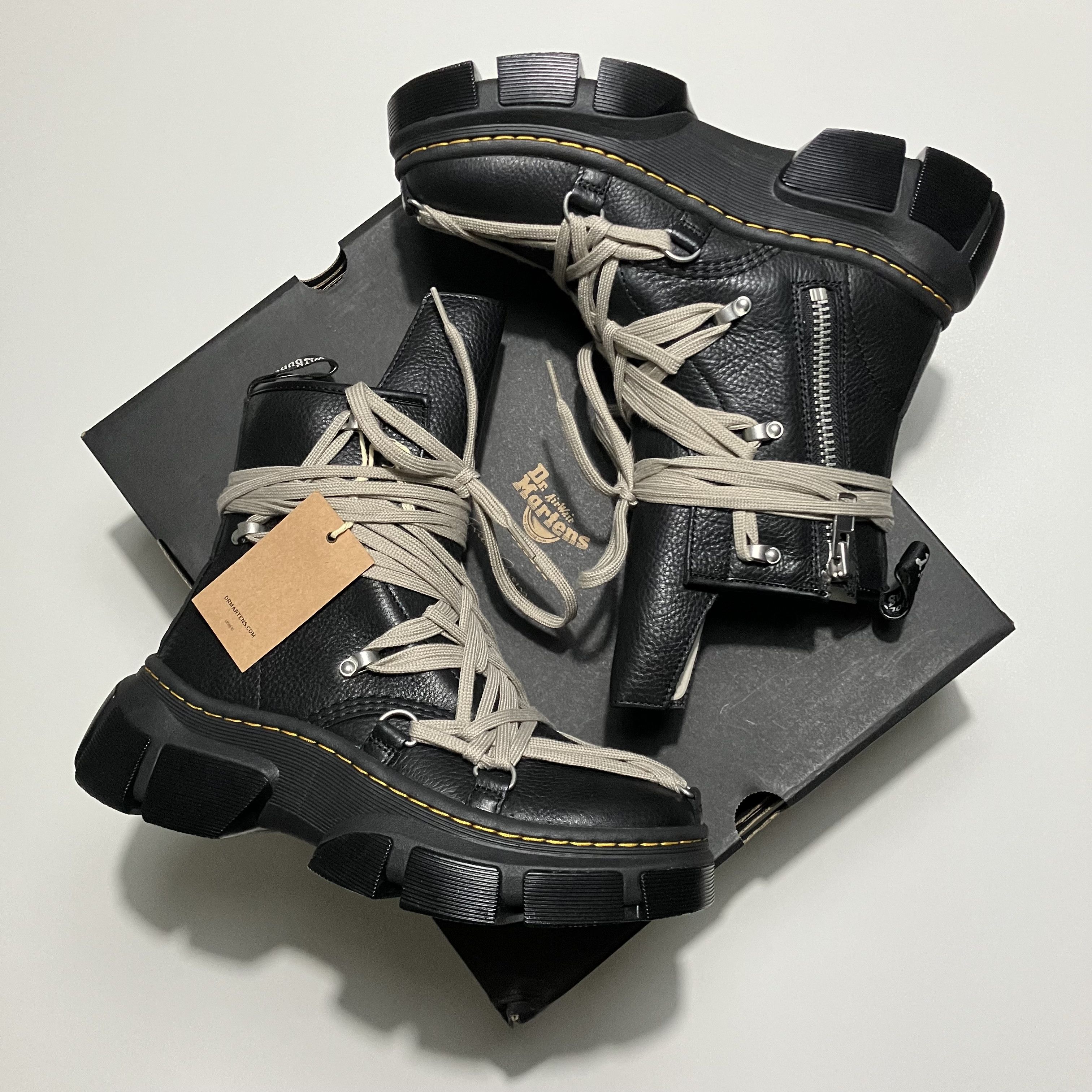 image of Dr Martens x Rick Owens Dr. Martens 1460 Dmxl Mega Lace Leather Boots in Black, Men's (Size 8)