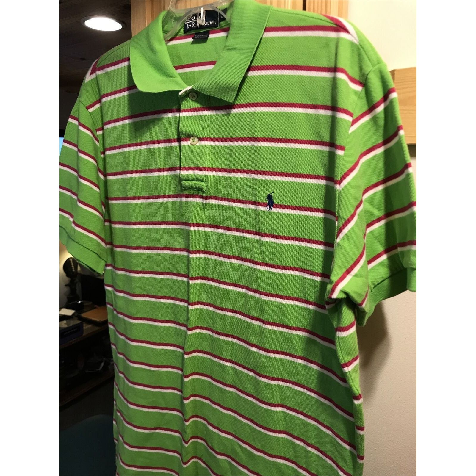 Polo Ralph Lauren Ralph Lauren Polo Men L Green SS 1/4 Button Cotton Shirt Size US L / EU 52-54 / 3 - 5 Thumbnail