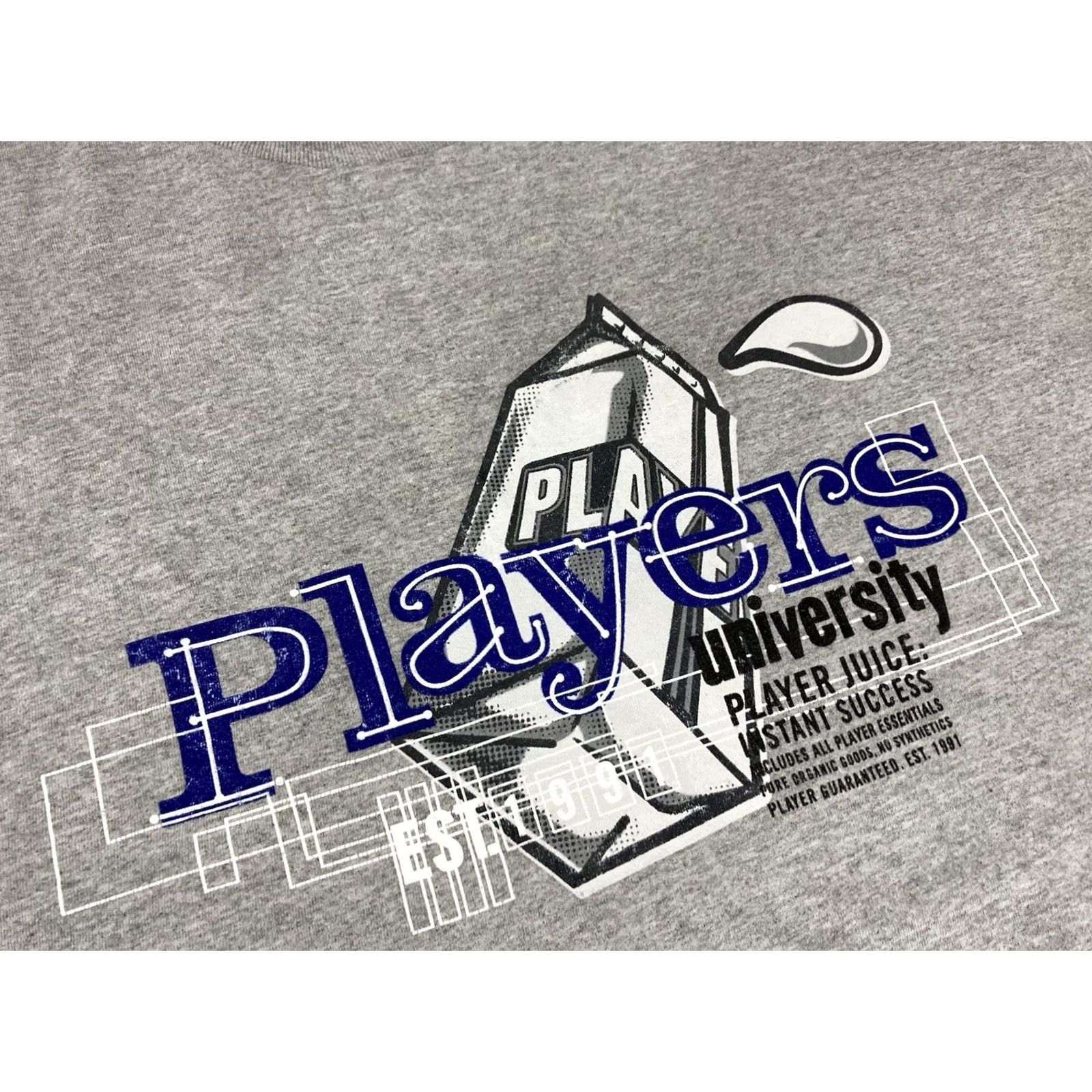 Vintage VINTAGE Players University T-Shirt Men XL Gray USA 90s Graphic Print Crew Neck Long Sleeve Hip Hop All Seasons Size US XL / EU 56 / 4 - 2 Thumbnail