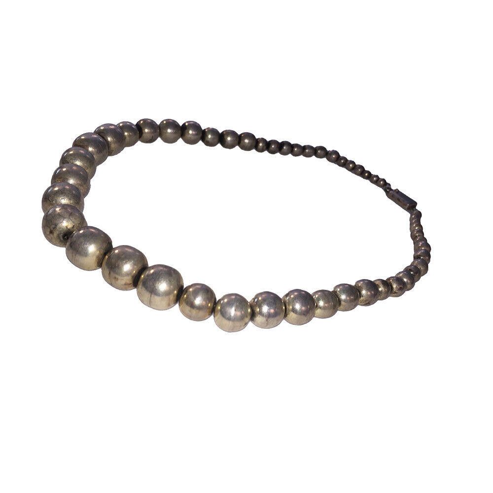 Handmade Mexican Hand Made Sterling Silver Pearl Hollow Bead Necklace Size ONE SIZE - 3 Thumbnail
