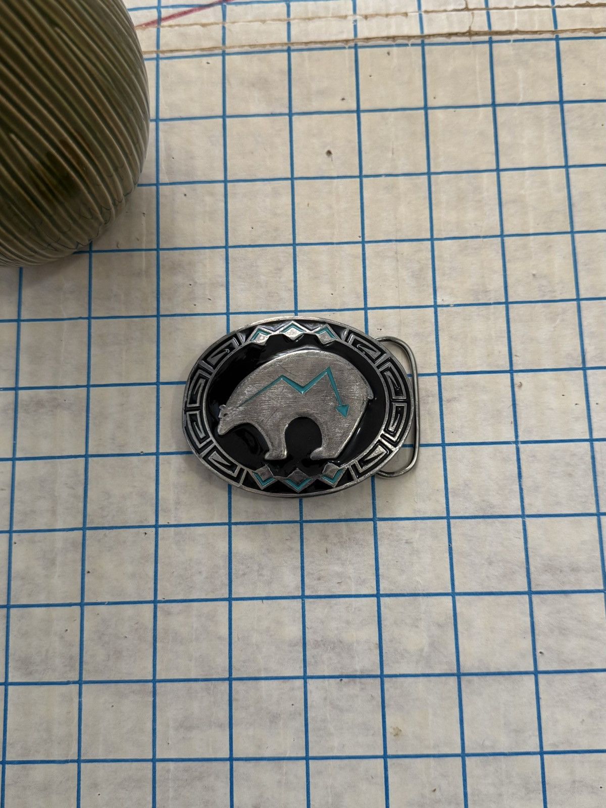 Other × Vintage Vintage Siskiyou Bear Market Turquoise Western Belt Buckle Size ONE SIZE - 2 Thumbnail