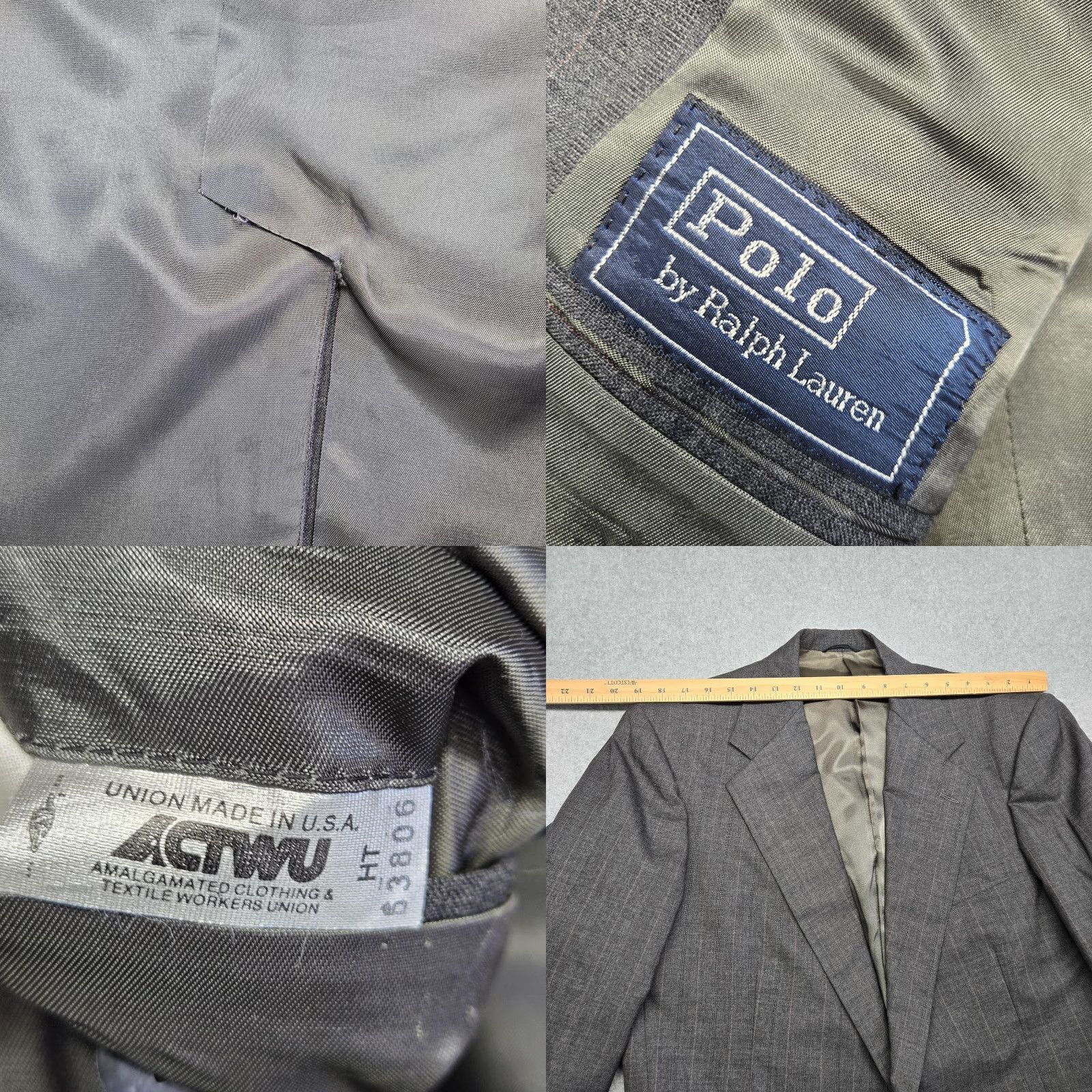 Polo Ralph Lauren Vintage Polo Ralph Lauren 42R Gray Stripe Wool Blazer Made USA Mens Sport Coat Shirt Jacket? Size US XL / EU 56 / 4 - 10 Thumbnail
