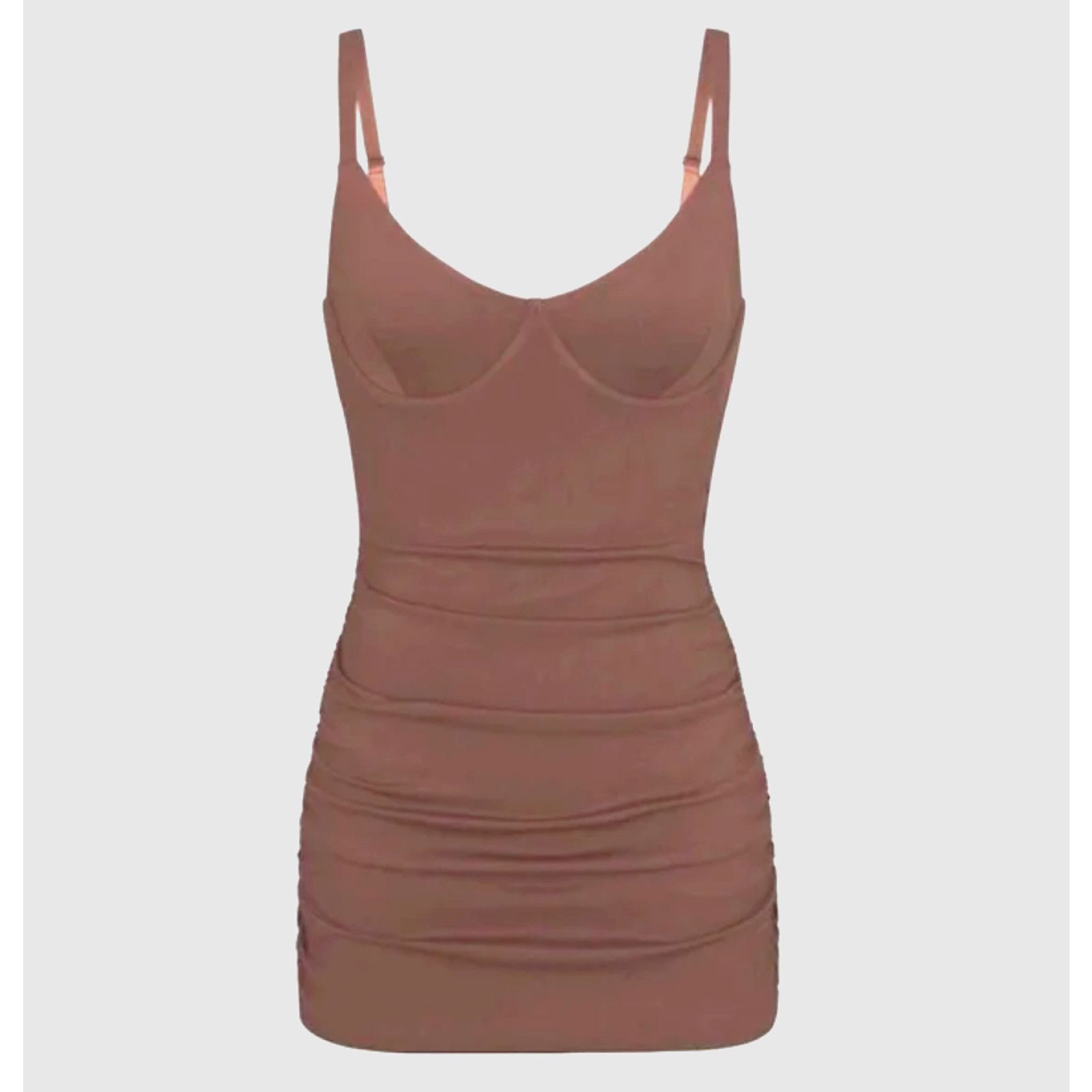 SKIMS NWT Skims Sienna Tan Sculpting Ruched One Piece Swim Dress S Size ONE SIZE - 2 Thumbnail