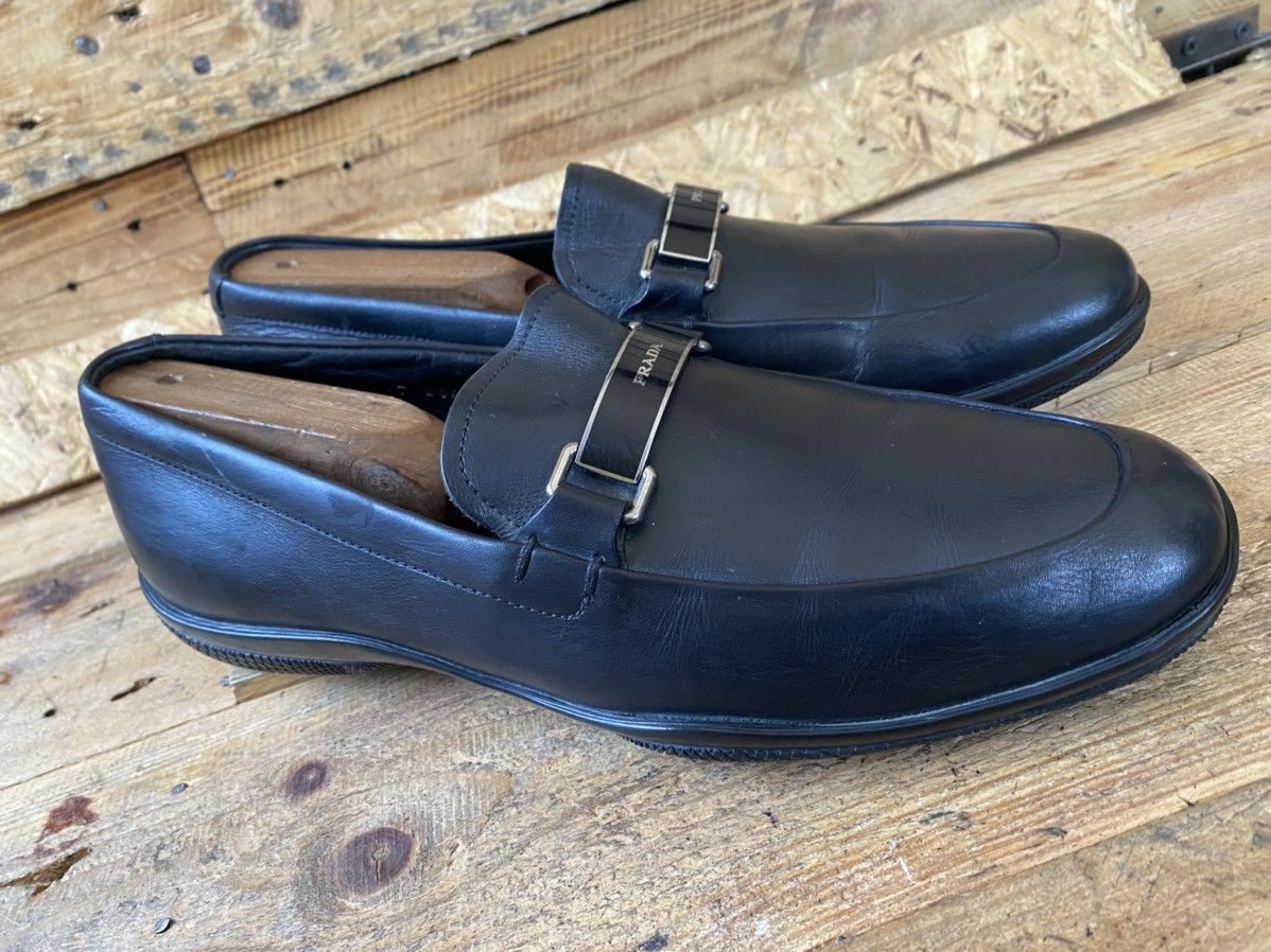 Prada Prada horsebit black leather logo loafers sz uk6.5 Size US 7.5 / EU 40-41 - 10 Thumbnail