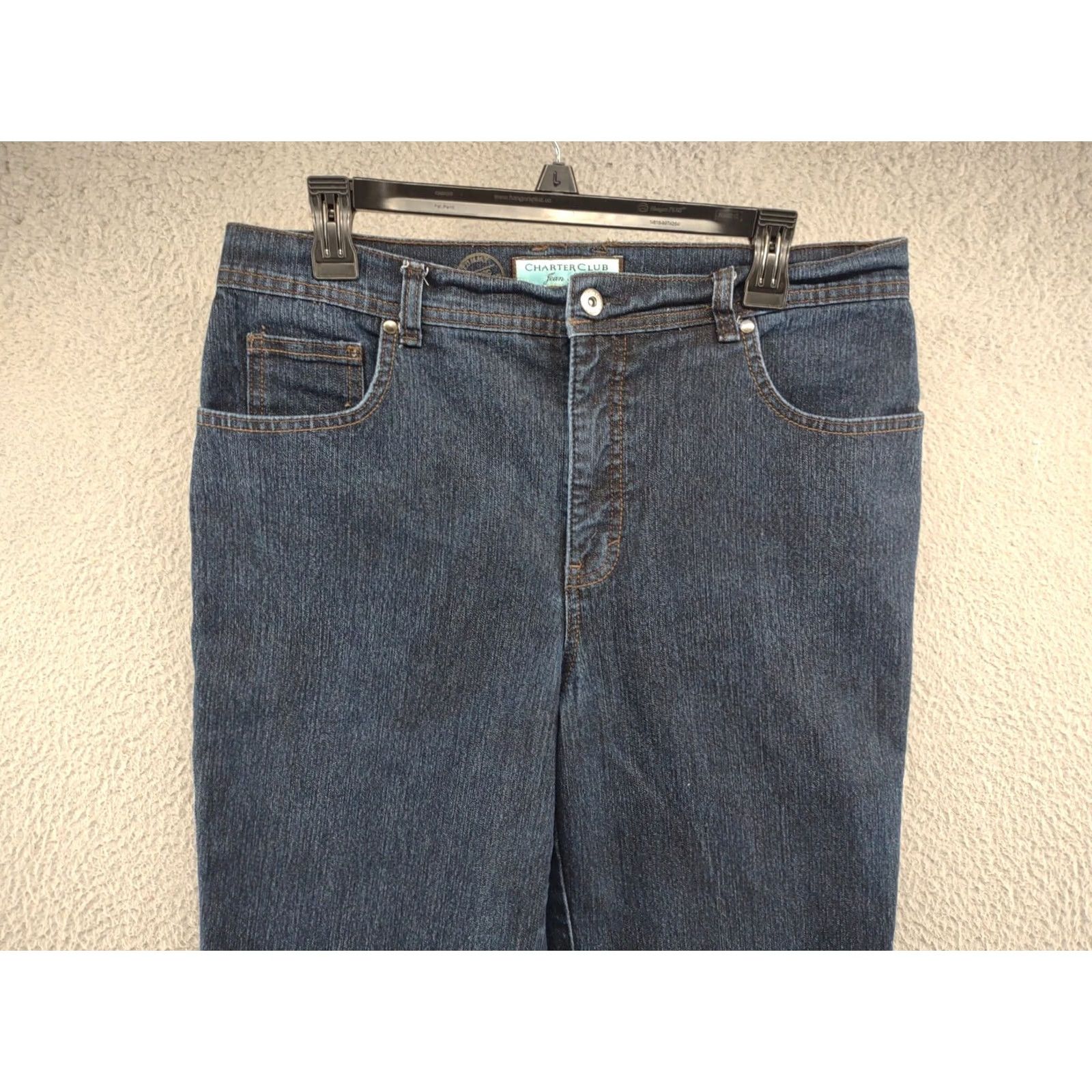 Charter Club Charter Club Women’s Jeans Dark Blue Size 12 Tummy Slimming Classic Narrow Leg Denim 5-Pocket Stretch Regular Rise High Comfort Size 34" / US 12 / IT 48 - 3 Thumbnail