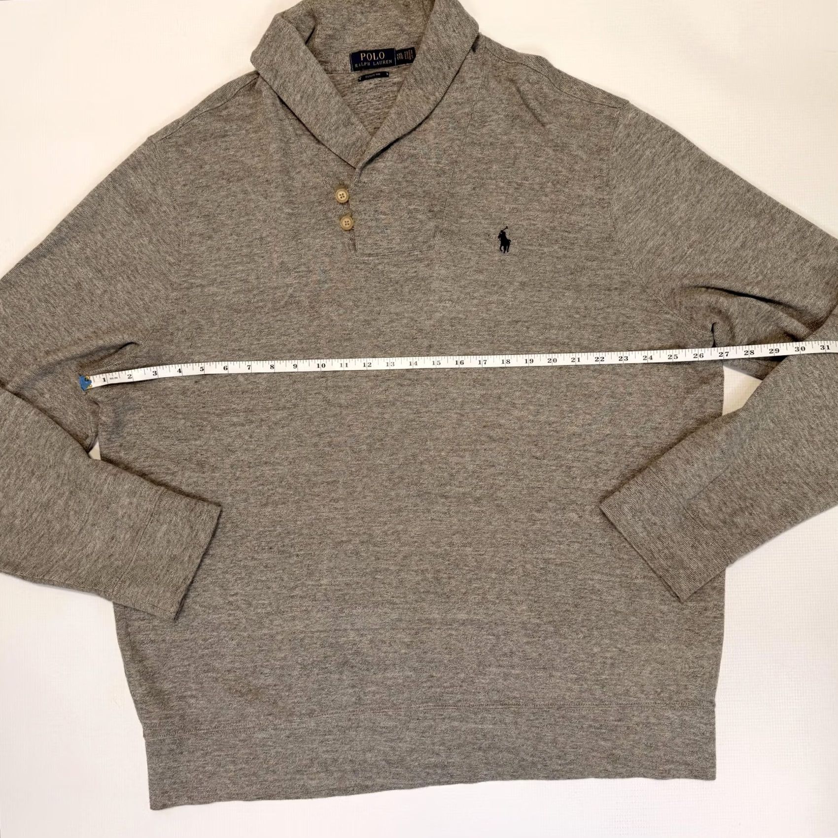 Polo Ralph Lauren Polo Ralph Lauren Sweater Mens 2XL Gray Estate Rib Shawl Collar Cotton Pullover Size US XXL / EU 58 / 5 - 5 Thumbnail