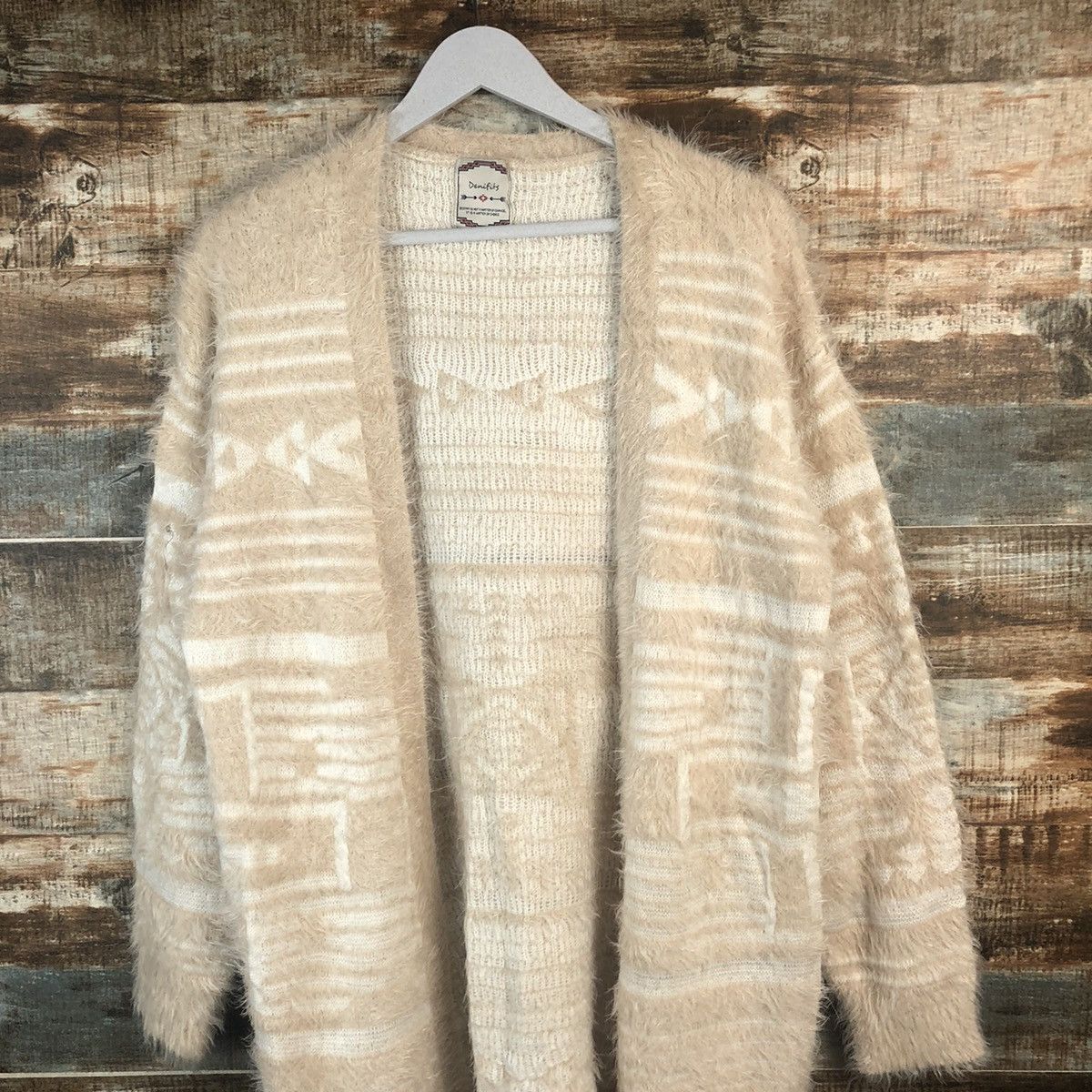 Japanese Brand DL Denifits Navajo fur shaggy mohair Cardigan Knitwear #C333 Size L / US 10 / IT 46 - 2 Thumbnail