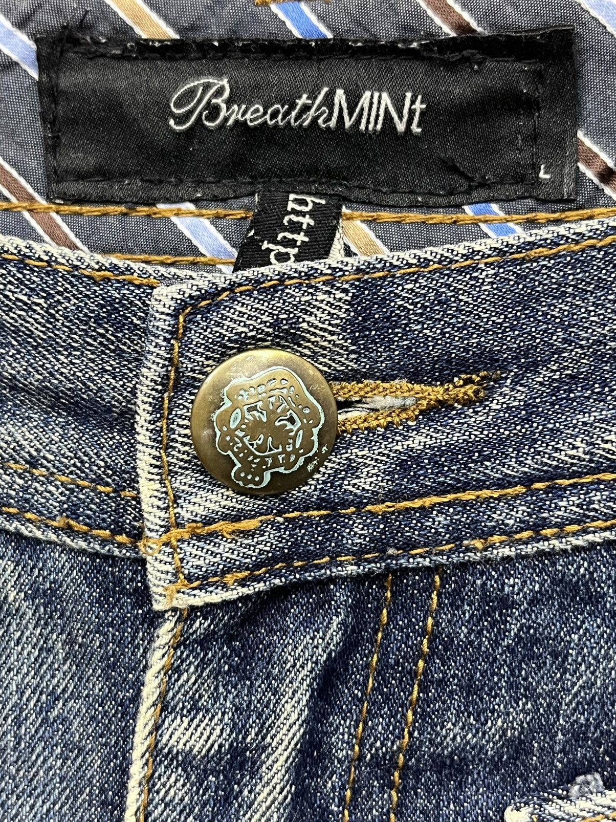 Breath & Stone BREATHMINT Grunge Double Waist Slanted Mudwash Exotic Denim Size US 31 - 11 Thumbnail