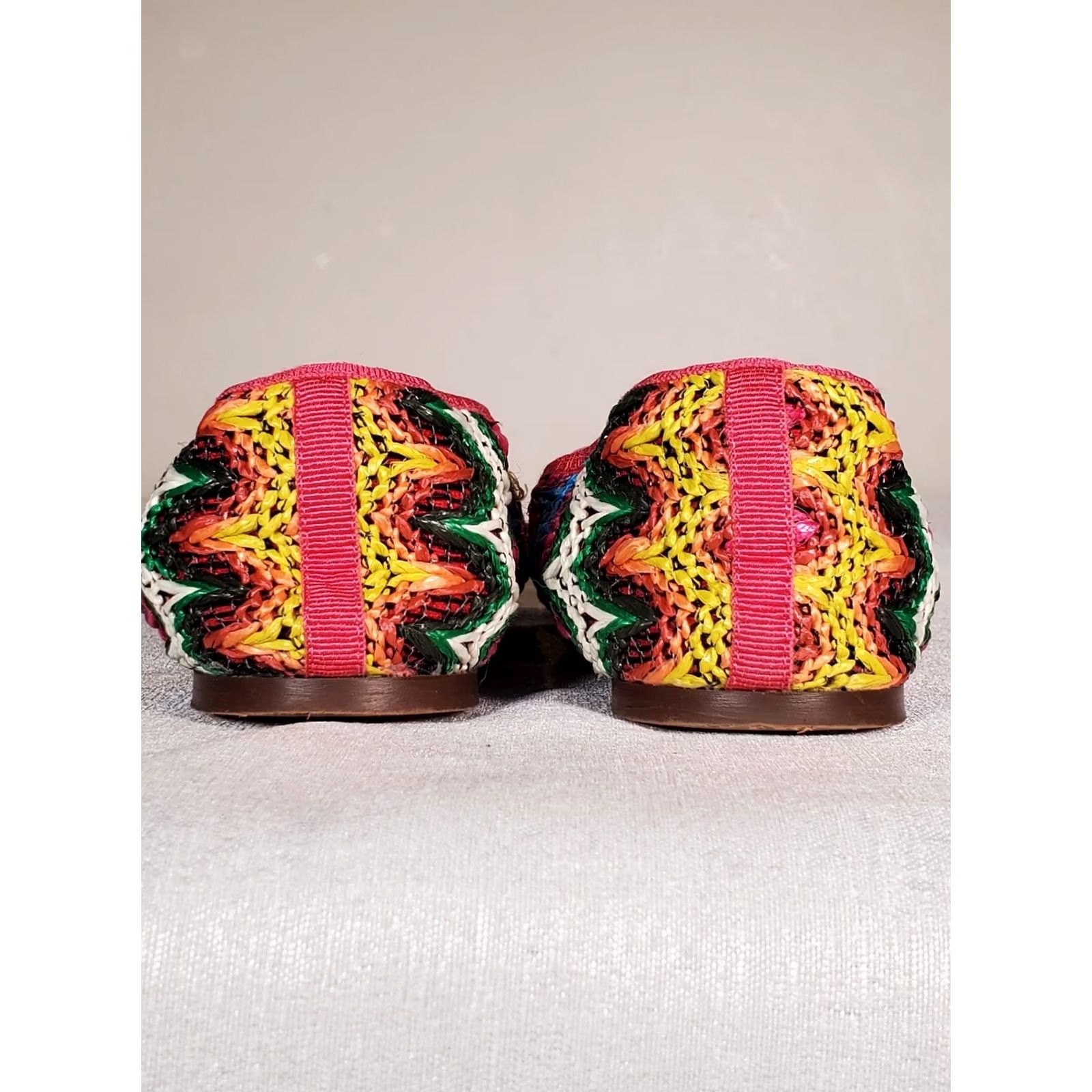 J.Crew J.CREW Evie Ballet Flats Size US 9.5 Brilliant Azalea Zig-Zag Raffia Women's Size US 10 / IT 40 - 5 Thumbnail