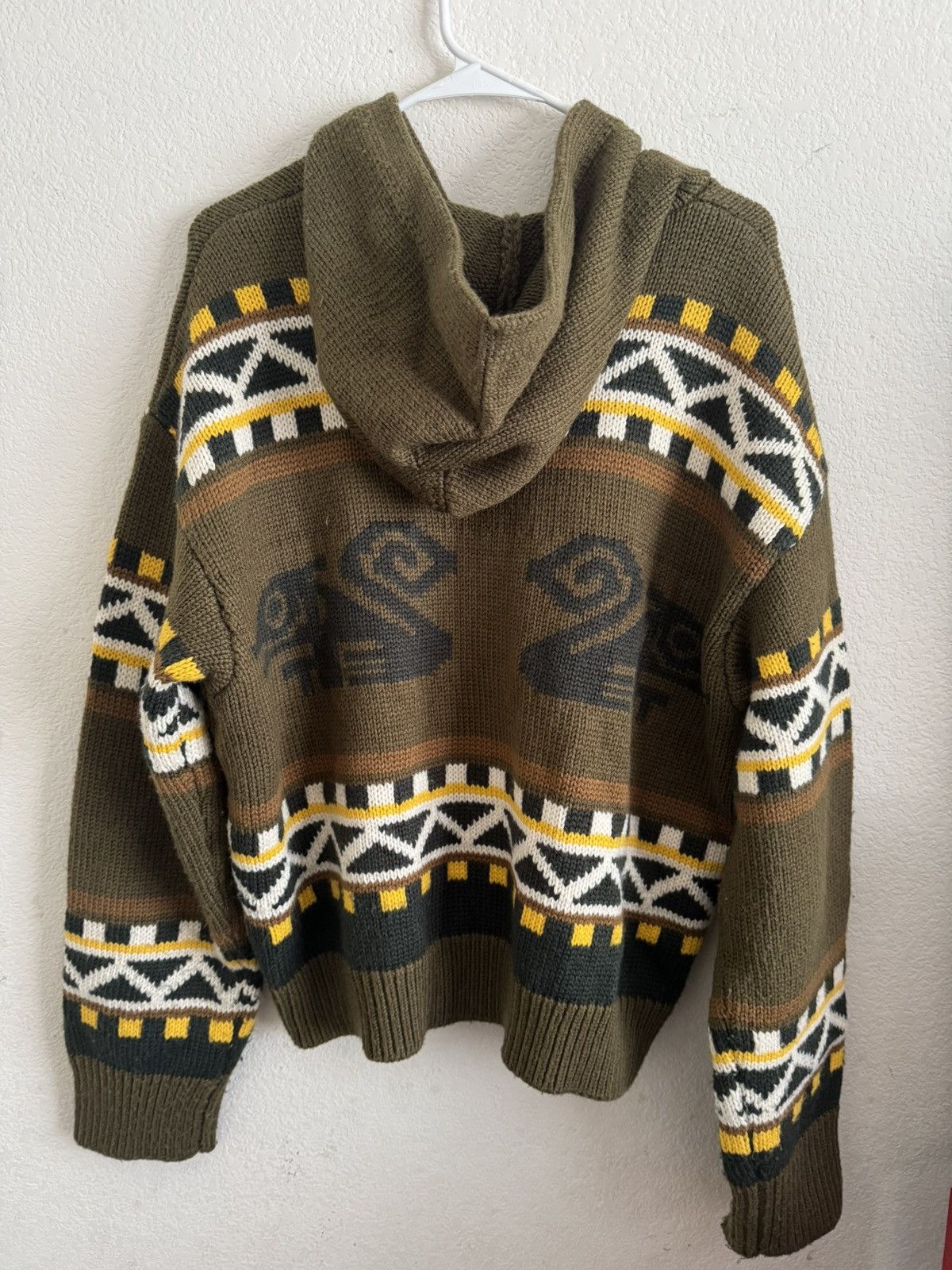 Japanese Brand ESOTERIC THING TOTEM ZIP-UP SWEATER OLIVE Size US M / EU 48-50 / 2 - 2 Thumbnail