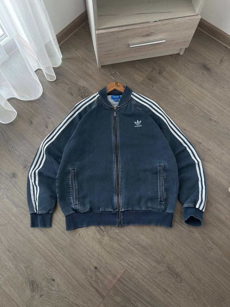 Adidas × Vintage Vintage Adidas Distressed Faded Blue Zip Hoodie Size US XL / EU 56 / 4 - 11 Thumbnail