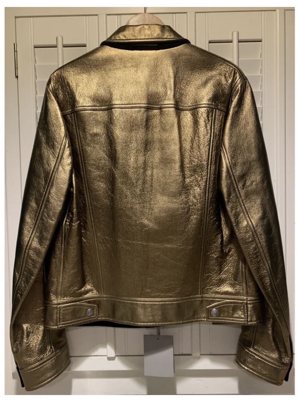 Gucci Tom Ford Men’s Gold Metallic Leather Trucker Jacket. Size US L / EU 52-54 / 3 - 3 Thumbnail