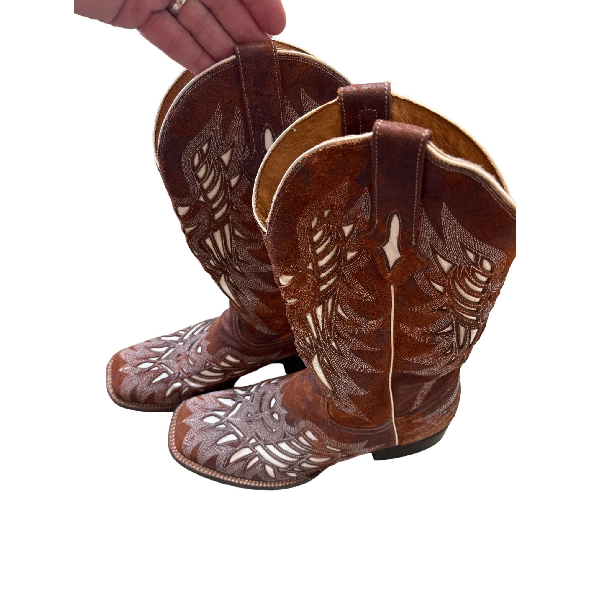 Designer Resistol men’s brown leather western shoe boots size 9D SKU Size US 9 / EU 42 - 20 Thumbnail