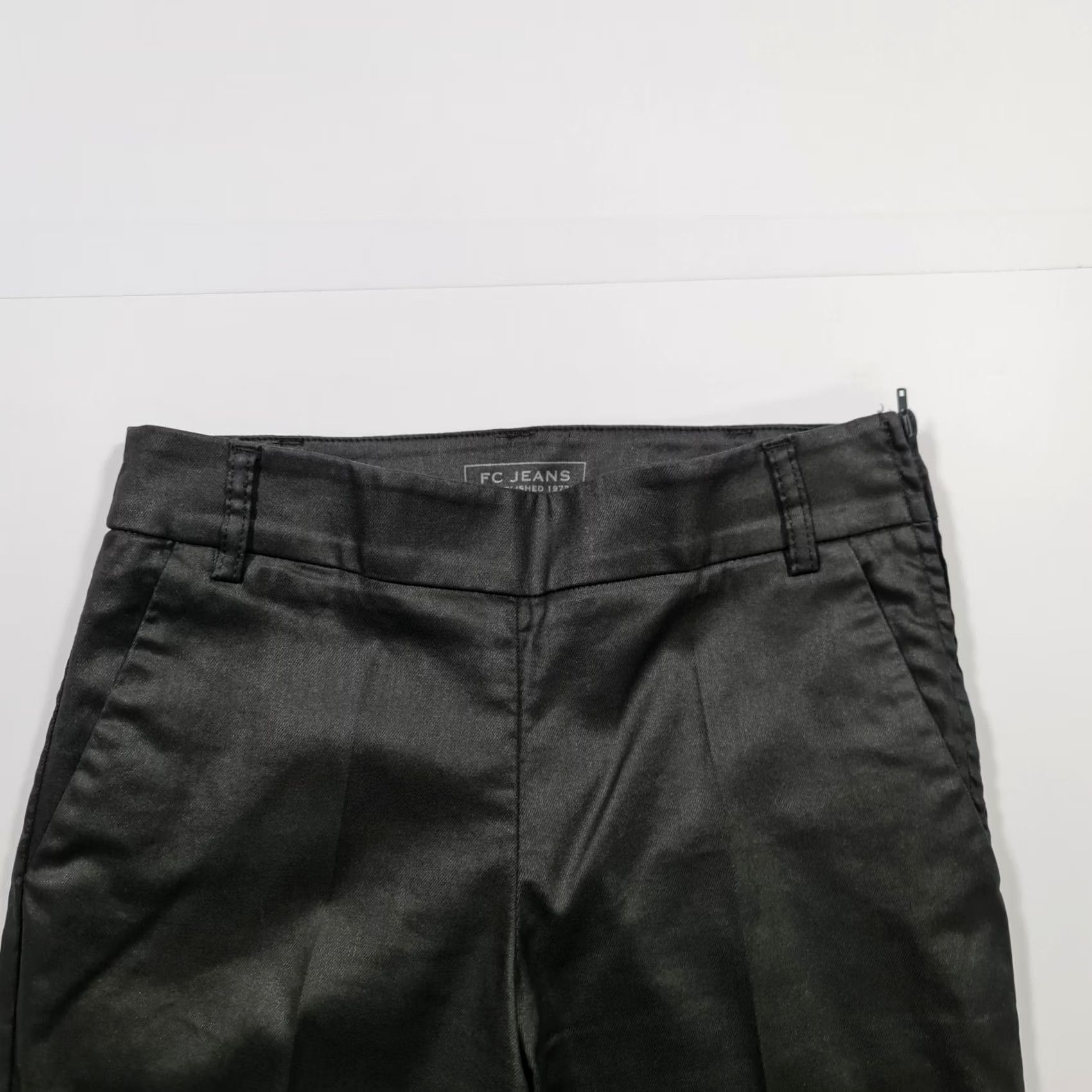 RMC Jeans FC Jeans Established 1972 Women's Jeans Black 6 UK Coated Twill Stretch Tapered Slim High Rise Jeans Women Boys Girls Mens Size 28" / US 6 / IT 42 - 2 Thumbnail