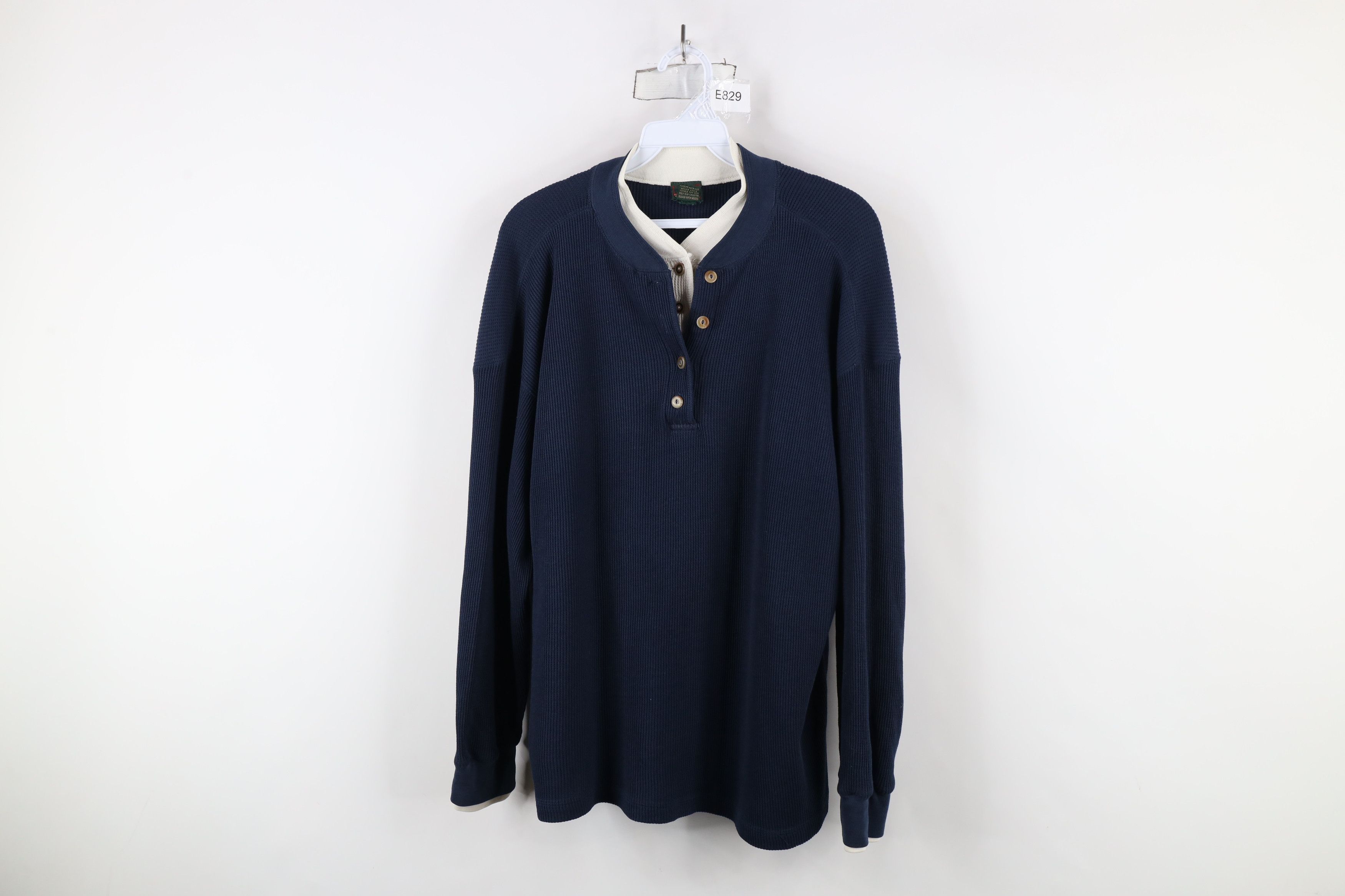 Vintage Vintage 90s Streetwear Thermal Waffle Knit Henley T-Shirt Size L / US 10 / IT 46 - 1 Thumbnail