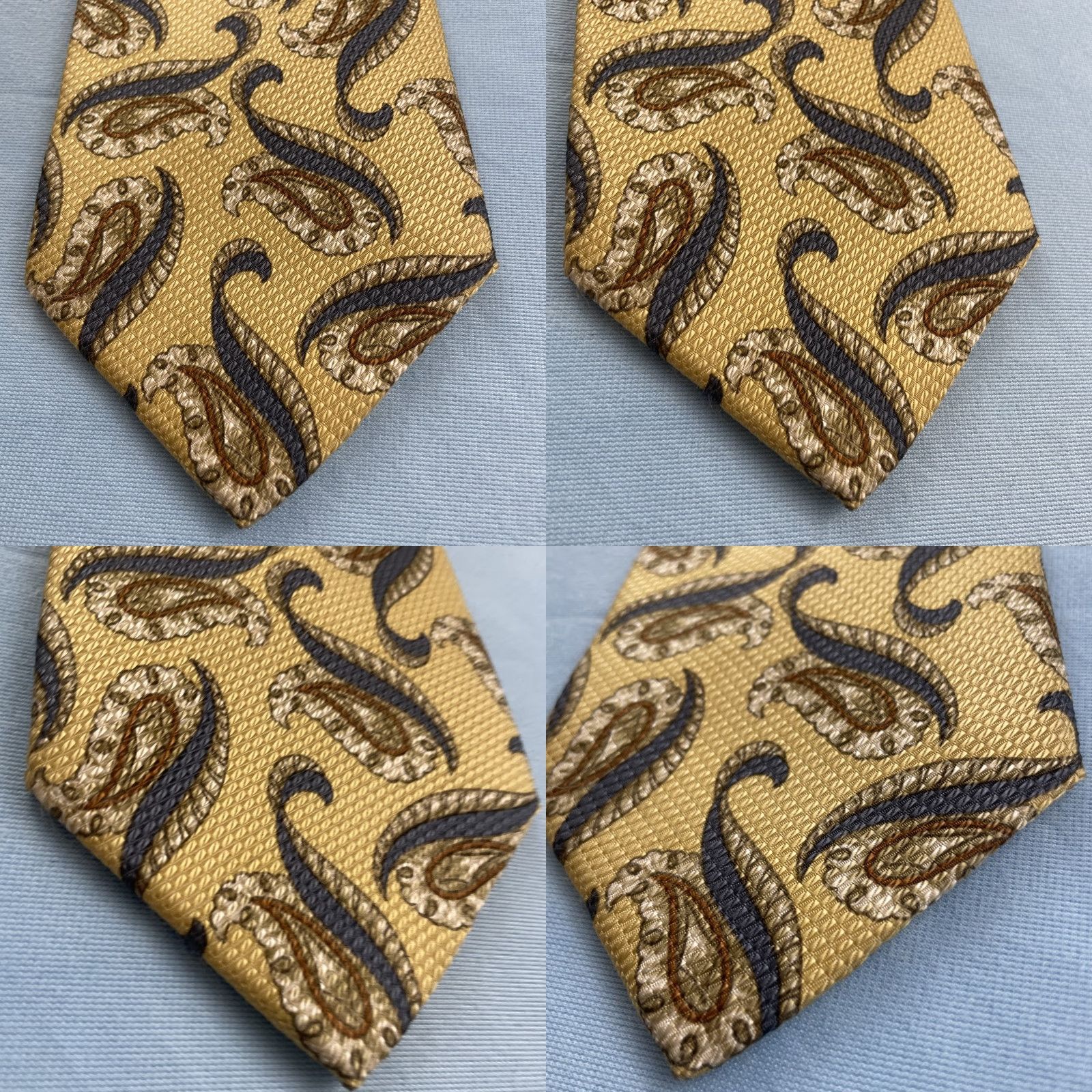 Valentino VINTAGE Valentino Tie 100% Silk Hand Made Italy Yellow Paisley 4x57 Classic Menswear Tie Size ONE SIZE - 8 Thumbnail
