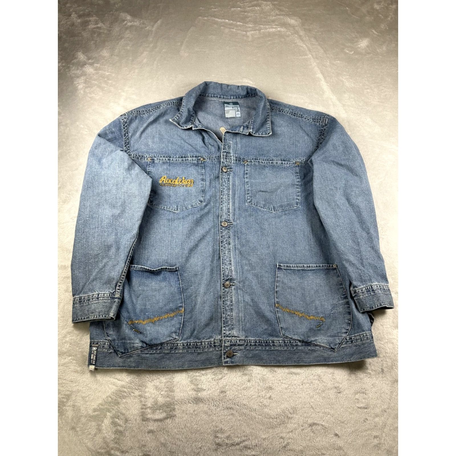Rocawear VINTAGE Rocawear Jacket Mens 3XL Blue Denim Y2K Chore Coat Denim Skater 00s Size US XXL / EU 58 / 5 - 2 Thumbnail