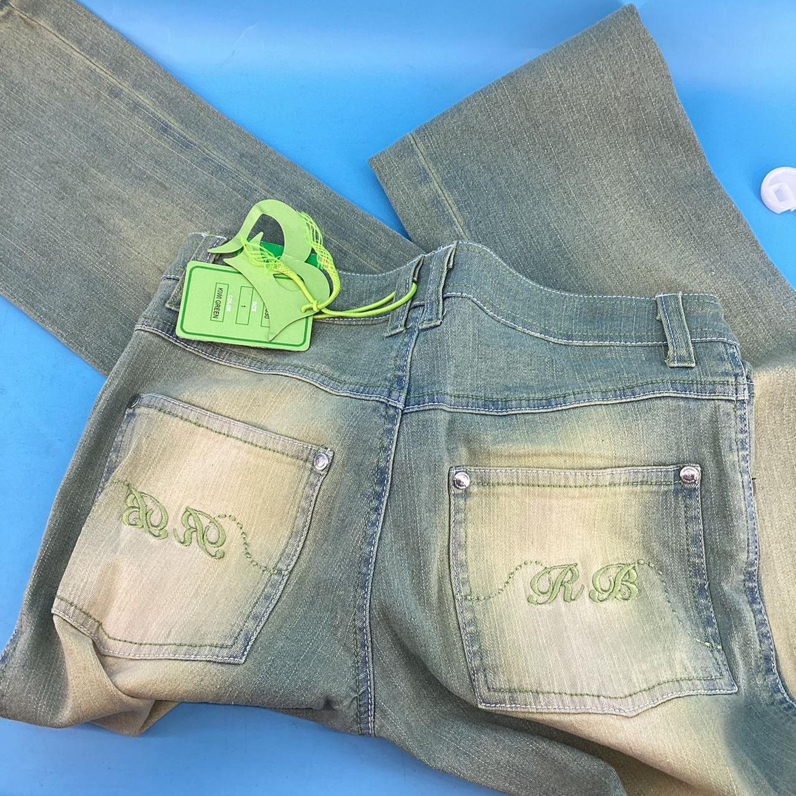 Other Raw blue ladies jeans unique Size 23" - 4 Thumbnail