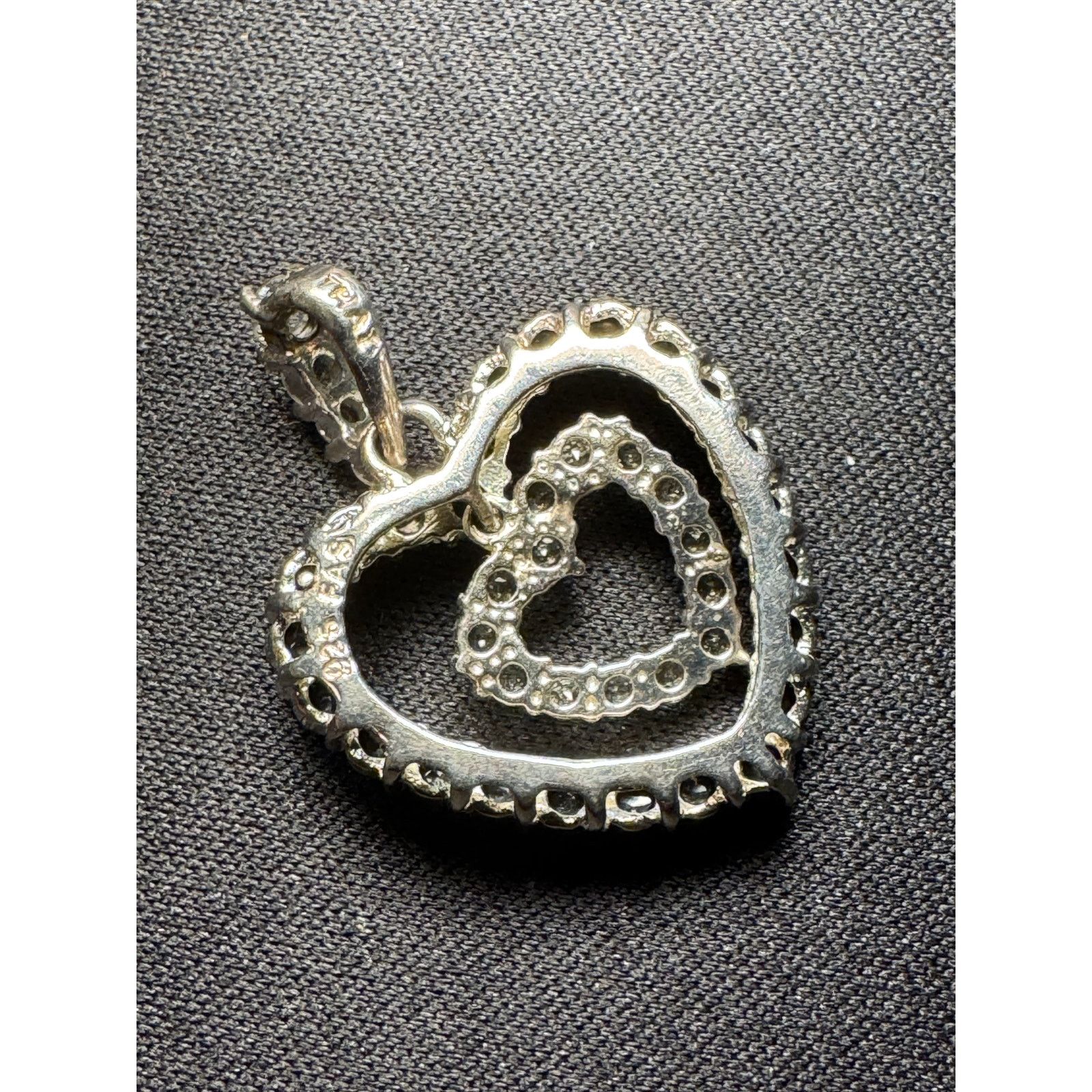 Other 925 Sterling Double Heart Pendant Blue and White Topaz Size ONE SIZE - 4 Thumbnail