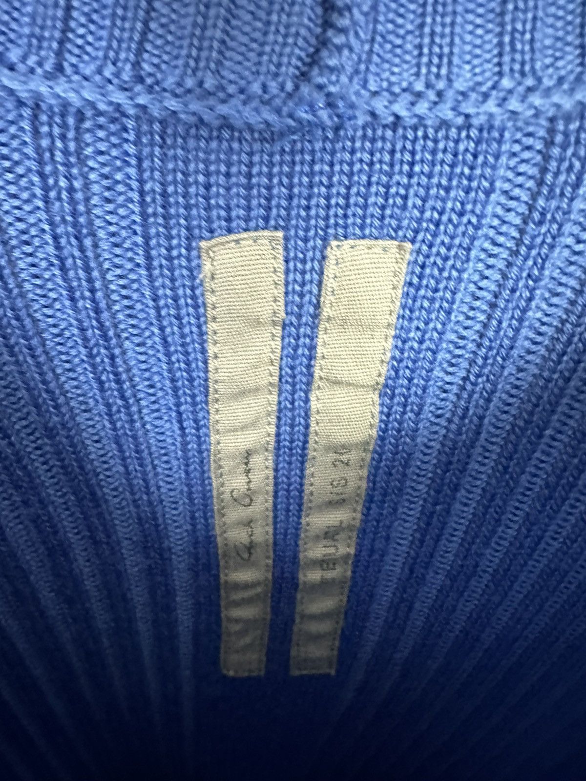 Rick Owens SS20 ‘TECUATL’ Blue Wool Geo Knit Sweater Size US L / EU 52-54 / 3 - 7 Thumbnail
